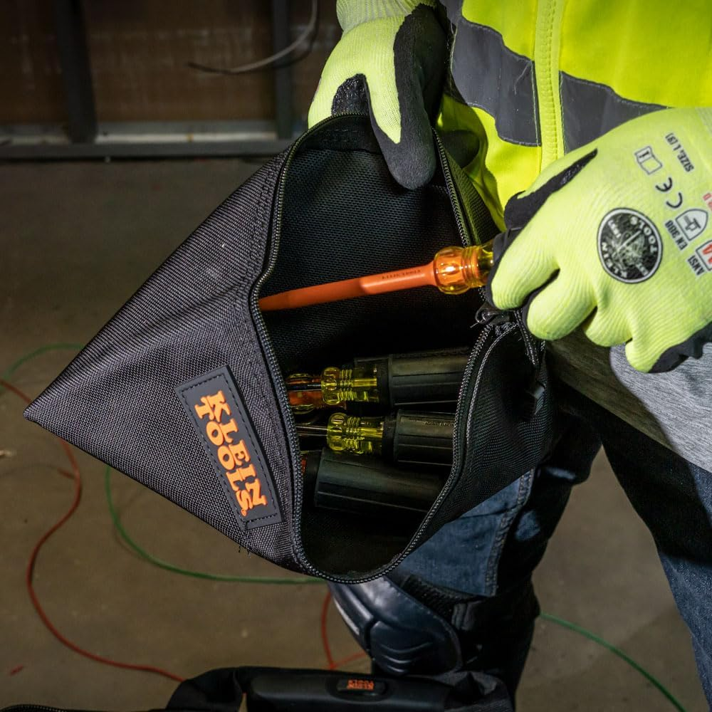 KLEIN TOOLS Cordura Nylon Tool Pouch Zipper Bag, Black