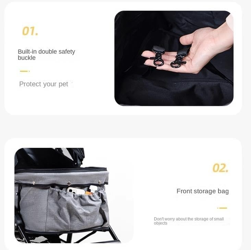 Pet Stroller Dog Stroller Cat Stroller Folding Pet Stroller Dog Folding Stroller with 4 Wheels Dog Cat Puppy Stroller for Medium Small Pet Dog Pram Dog Cat(Color:D)