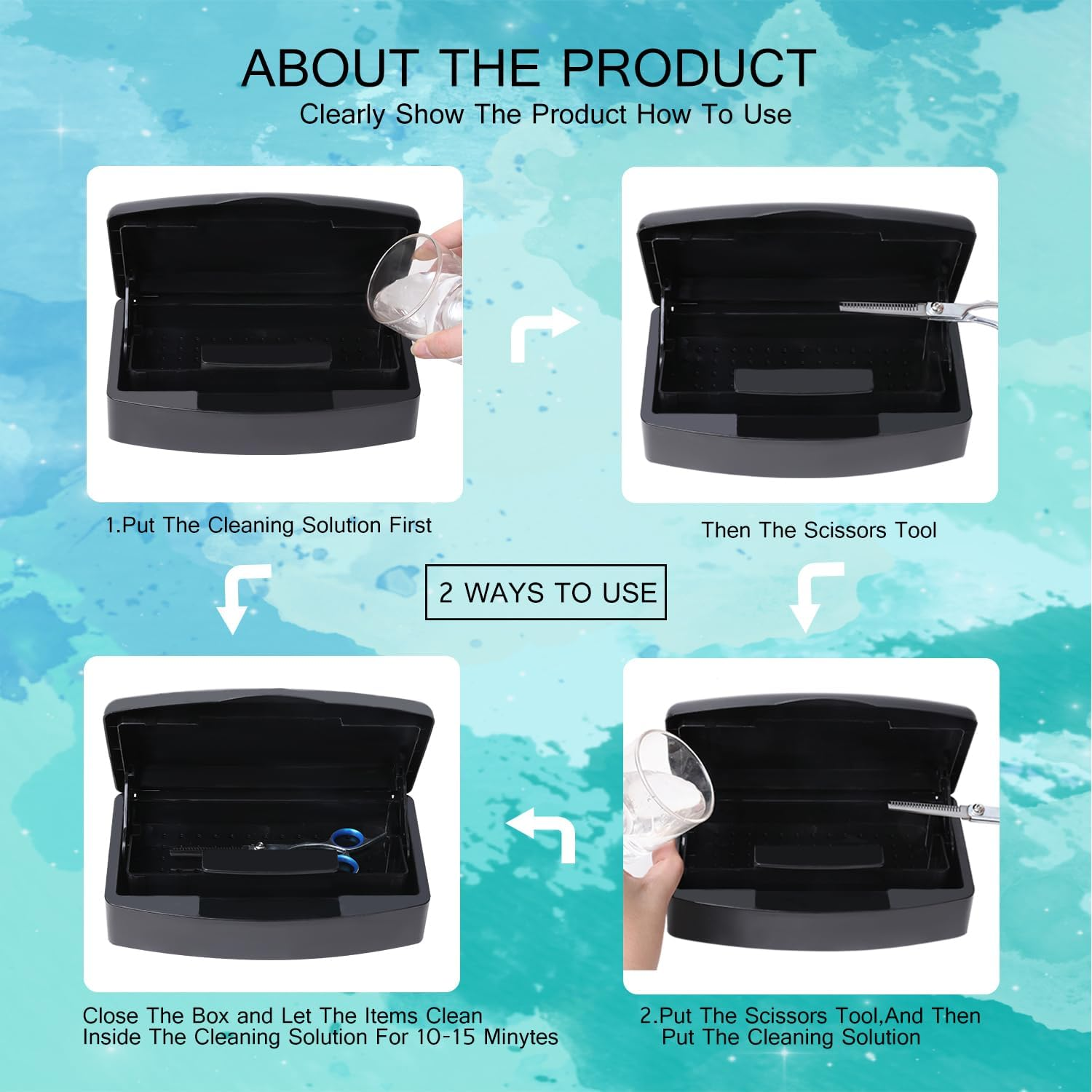 Nail Tool Sterilizer Box,Plastic Sterilizing Tray,The Disinfection Box for Nail Art Tools Is Applicable to Nail Art Tools, Tweezers, Hair Salons, Spas and Manicure Equipment-Black