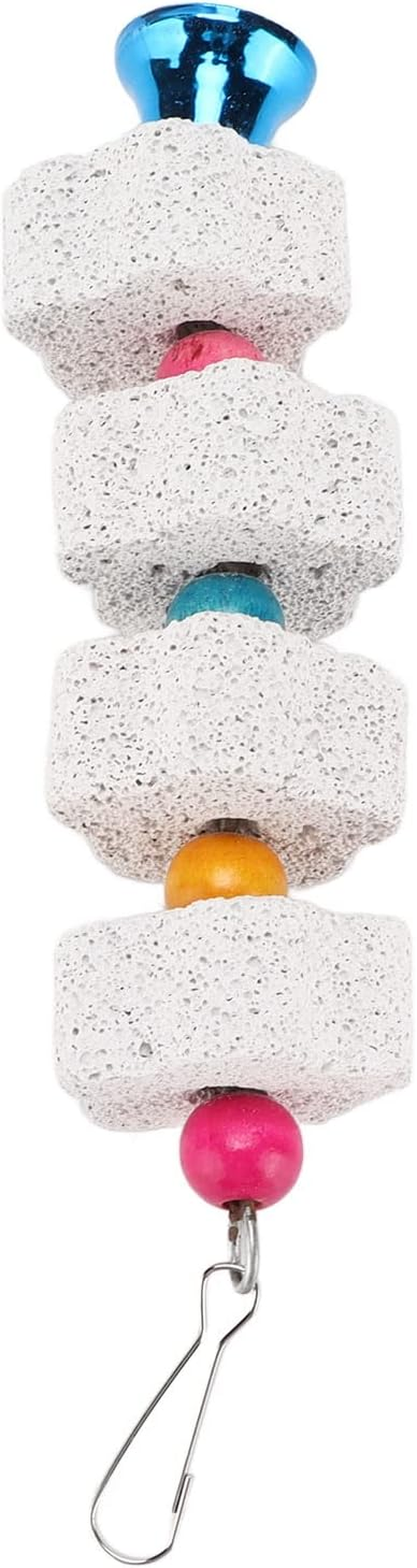 AKLOSIPY Bird Chewing Toys for Small Birds, Hamsters - S Beak Grinding with F Bell & Mineral Block, Ideal for Cockatiels, Budgies, Parakeets