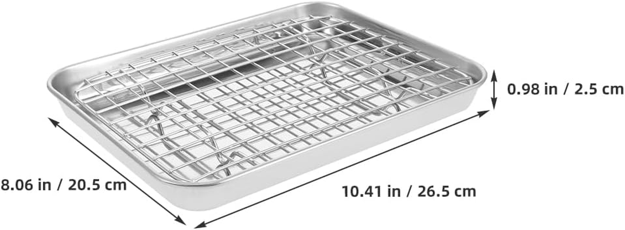 JECOMPRIS Stainless Steel Baking Sheet with Wire Rack Set, Metal Toaster Oven Tray Cookie Sheet Pan Rimmed Sheet for Roasting Cooking Cooling Cookie Bacon Steak image number 3