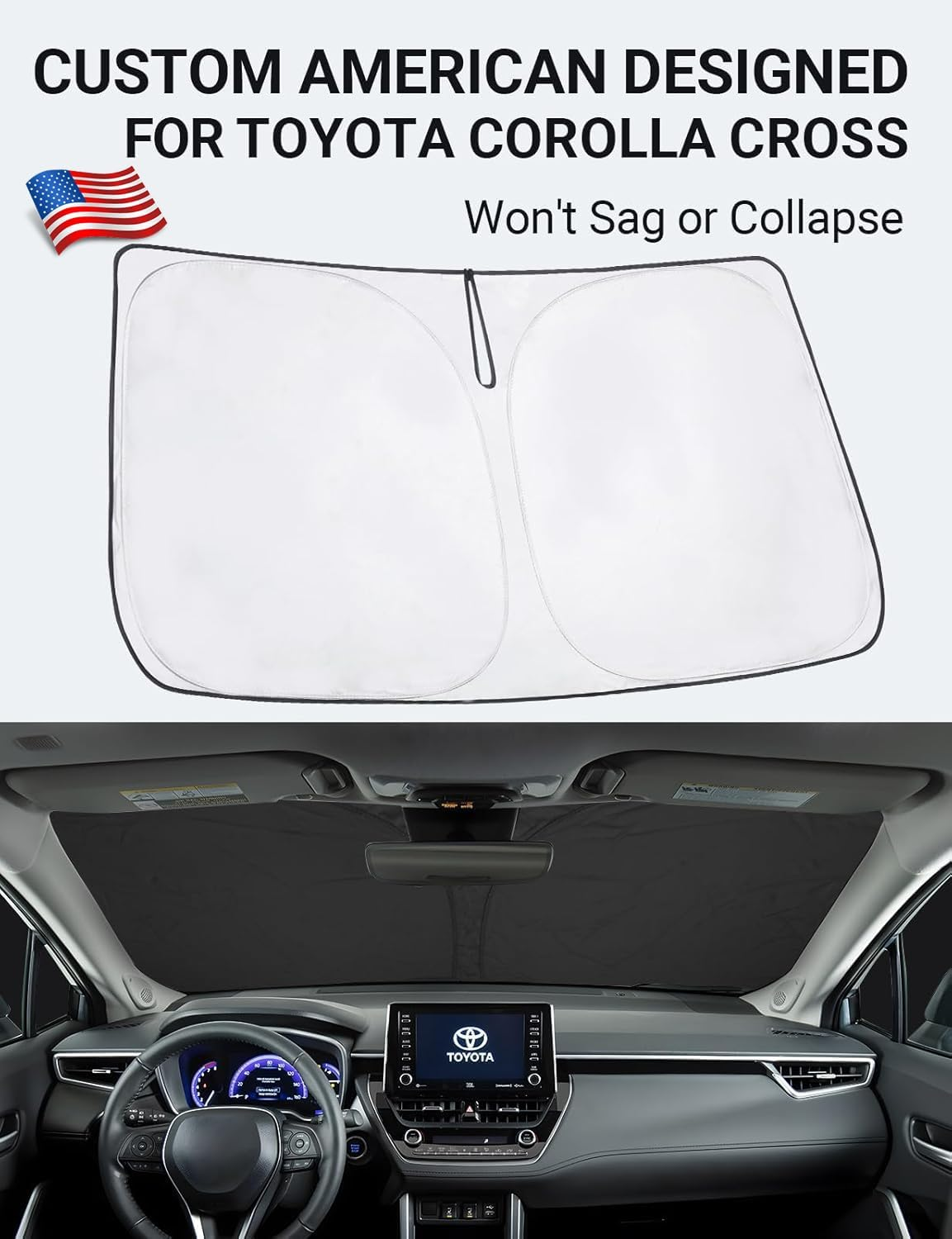 Proadsy Front Windshield Sun Shade Foldable Sunshade Protector Custom Fit 2022-2024 Toyota Corolla Cross (Not for Corolla) Accessories 2023 Upgrade image number 5