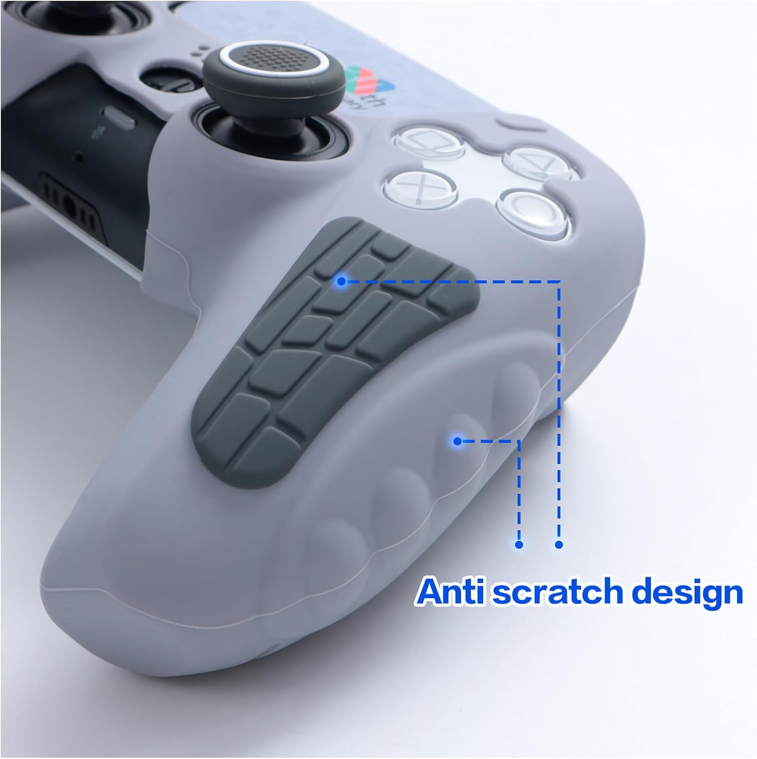 ECHZOVE PS5 Controller Cover Case &ndash; 30Th Anniversary Limited Edition Protective Silicone Skin for Playstation 5 Controller, Anti-Slip, Sweat-Resistant, Shockproof Grip Case (Light Grey) image number 5