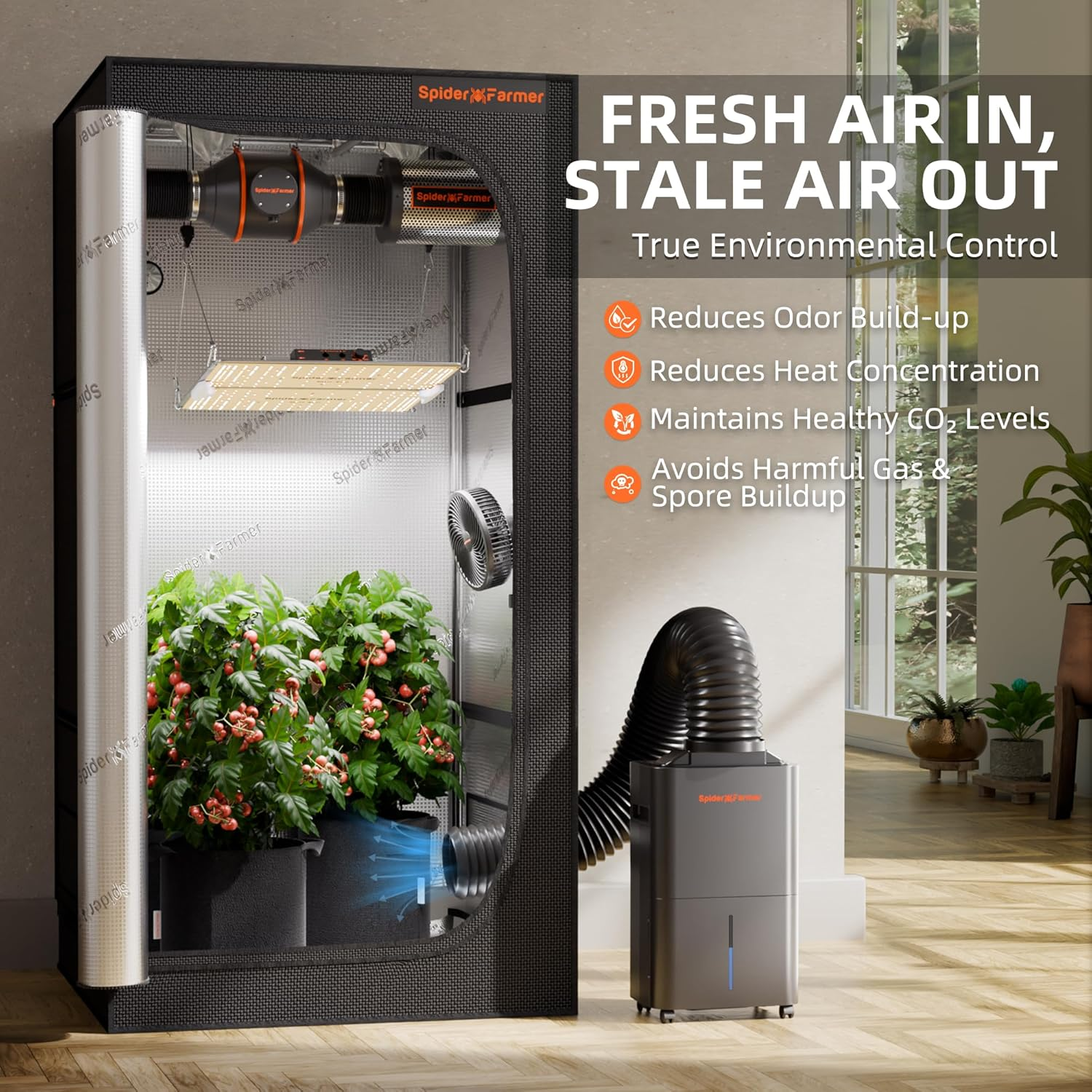 SPIDER FARMER Grow Tent Dehumidifier with Pump and Humidity Control, Ultra-Quiet Auto Dehumidifier Equipped with Smart Control, Led Digital Display, 24-Hour Timer for Grow Tent, Grow Space image number 3