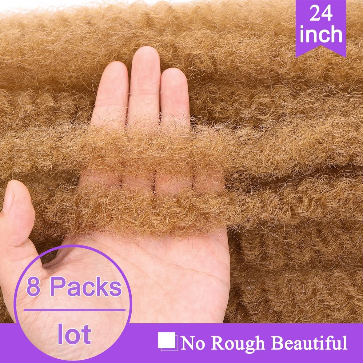 ZRQ Marley Twists Braiding Hair 24" 27 Afro Kinky Marley Hair Crochet Braids 8 Packs Synthetic Twist Crochet Hair for Curls (24", 27#) image number 2