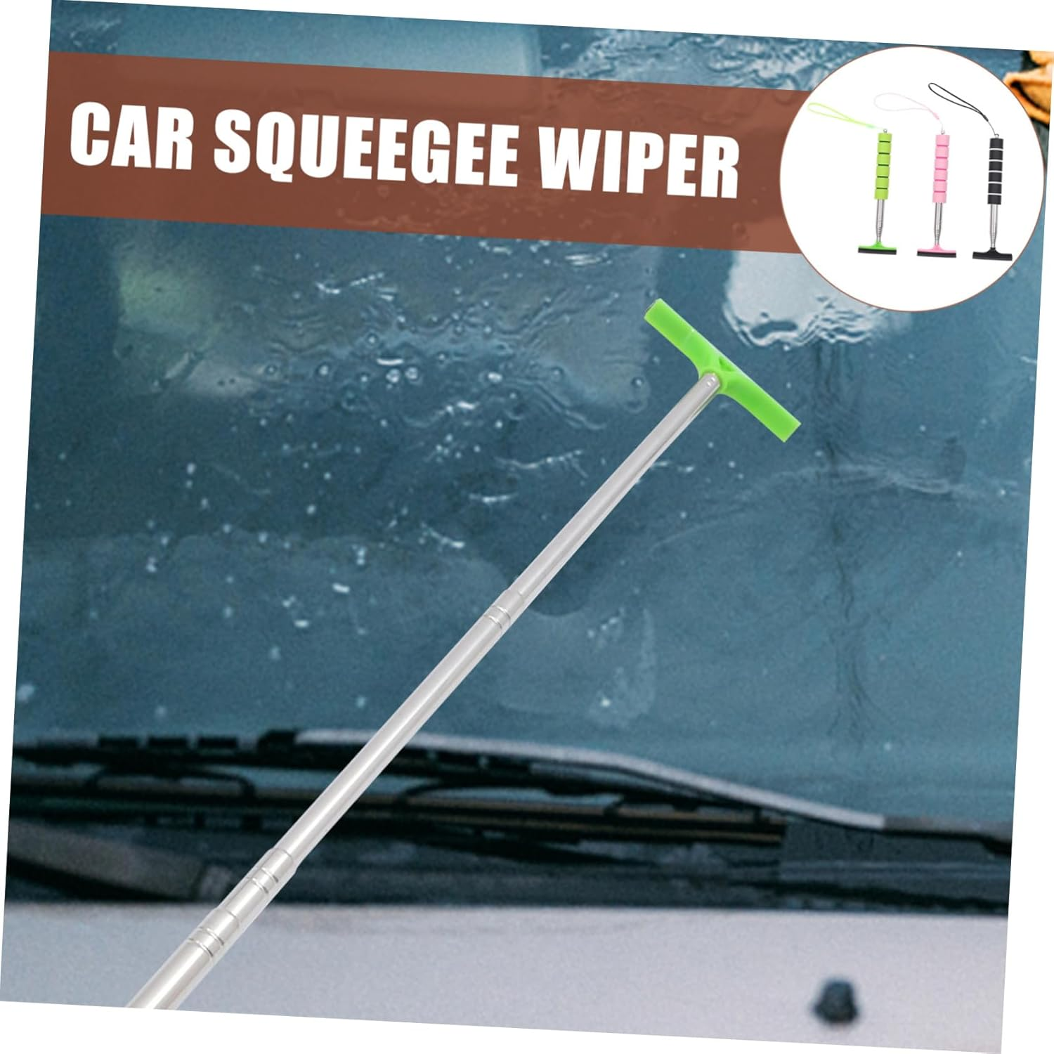 GANAZONO 3Pcs Retractable Car Window Squeegee and Side Mirror Cleaner Brush Set, Telescopic Handle Windshield Cleaner for Automotive Glass, Car Exterior Cleaning Tool for Home and Travel image number 6