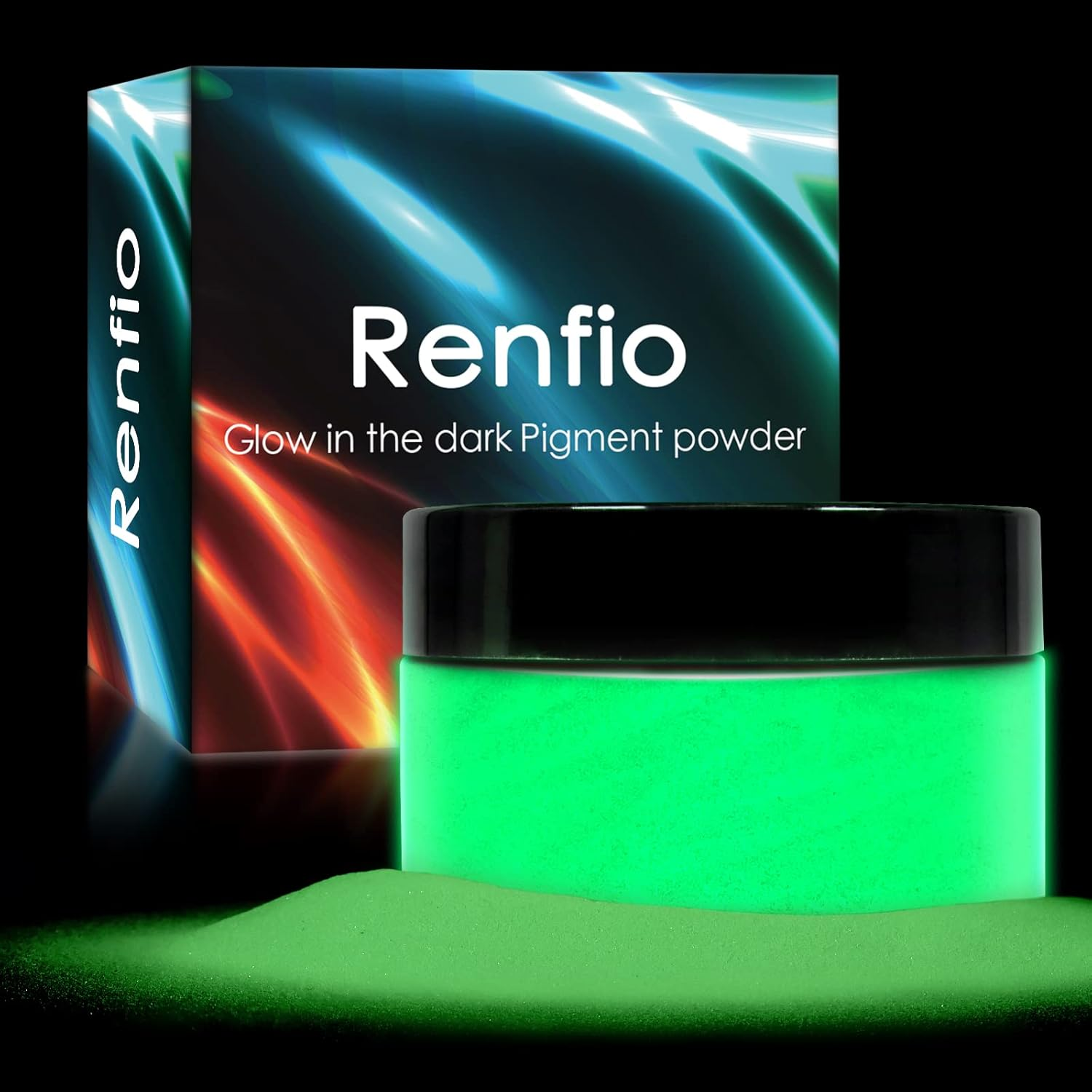 Renfio 3.5Oz/100G Glow in the Dark Pigment Powder, Luminous Powder Resin Color Pigment, Fluorescent Pigment Dye for Epoxy Resin, Slime, Acrylic Paint, Nail, Fine Art - White to Mint