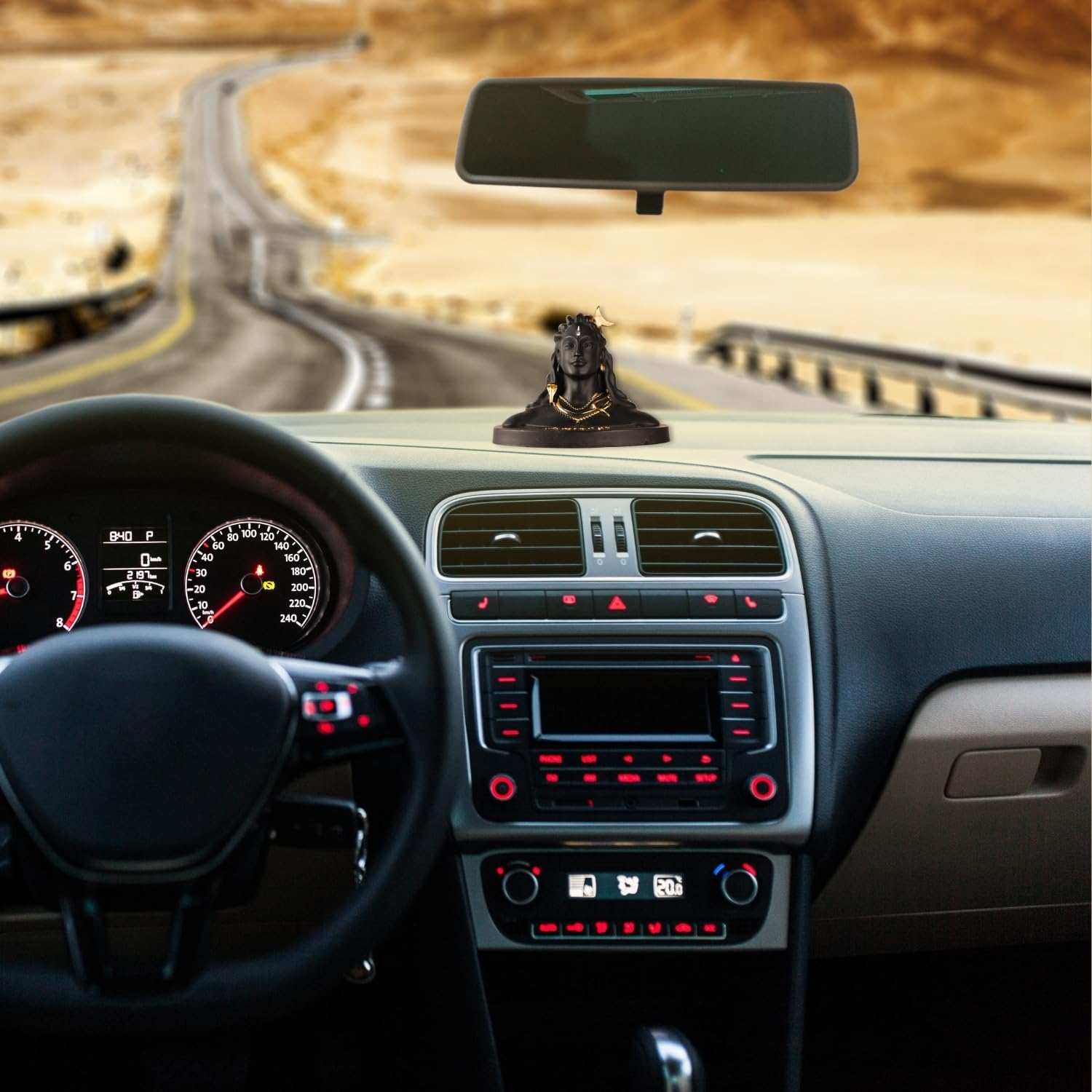 Vedic Charya Lord Adiyogi Shiva Statue 5 Inch Resin Handmade &ndash; Dhyana Mudra Mahadev Idol Car Dashboard, Home & Office Desk, Shivratri Pooja Decorative Murti Black - Black image number 2