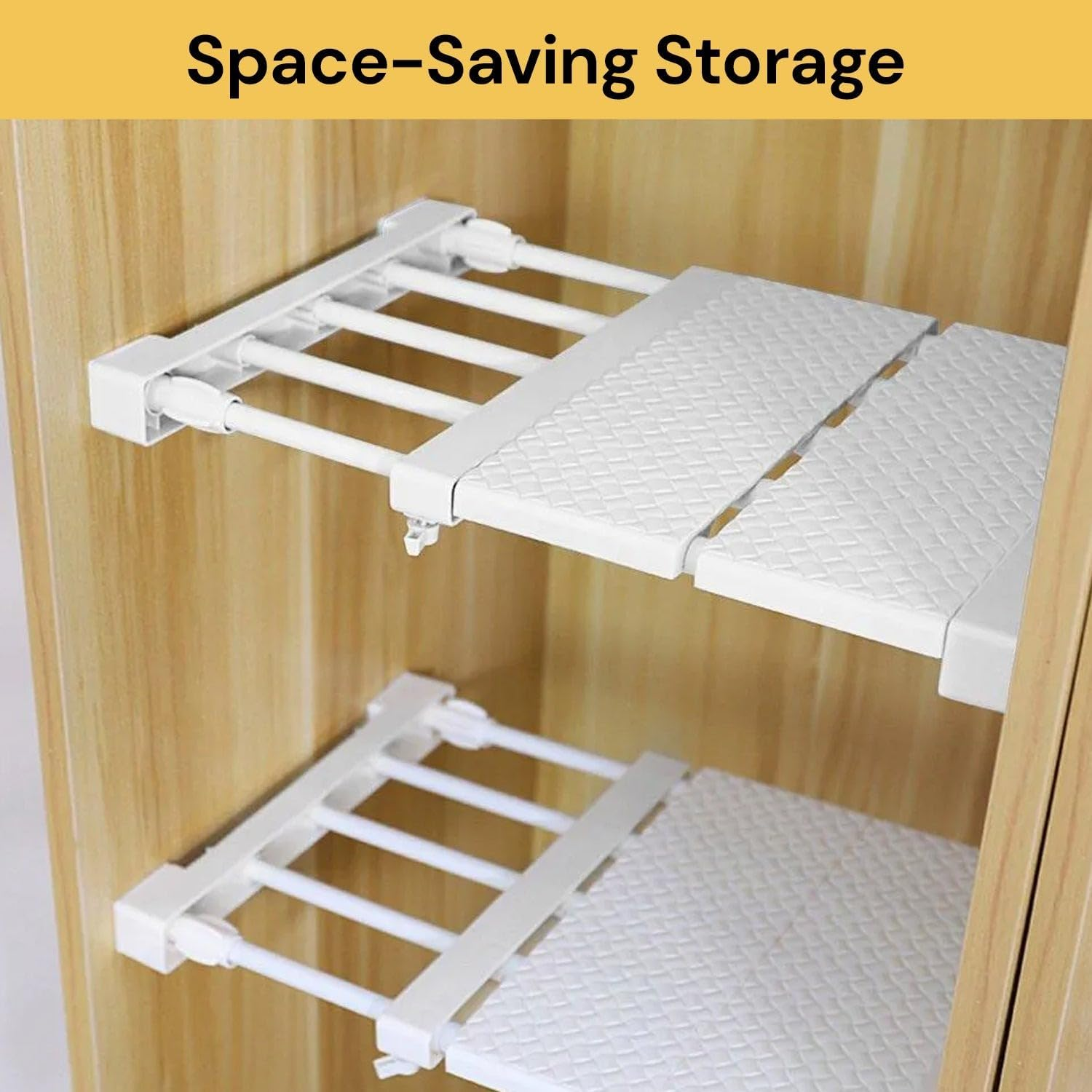 EZONEDEAL Adjustable Shelf Closet Storage Rack Organizer, Expandable Closet Shelf Space Saver Racks for Kitchen Cupboard Wardrobe Kitchen Adjustable Storage Rack (30-40Cm Length/ 24Cm Wide, White) image number 4