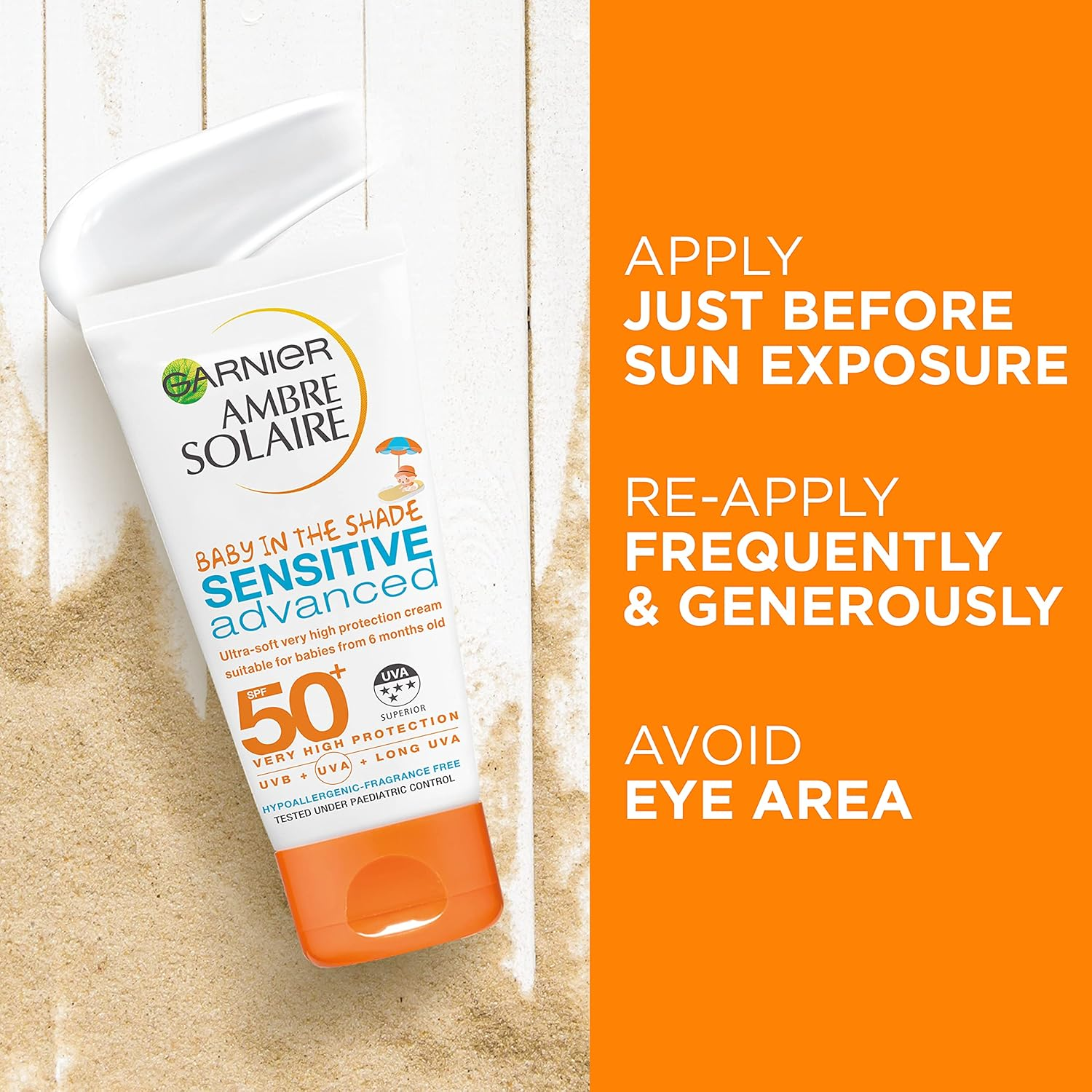 Garnier Ambre Solaire Baby in the Shade Ultra-Soft Sun Cream SPF50 50Ml, Travel Friendly image number 6