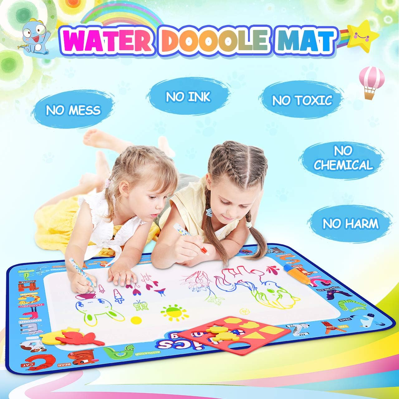 Toys for 3-9 Year Old Boys Girls,Vingtank Water Drawing Mat for Kids Age 3-8 Kids Gifts Educational Toys for 3-9 Year Old Magic Doodle Mat for Kid Christmas Ideal Gifts image number 5