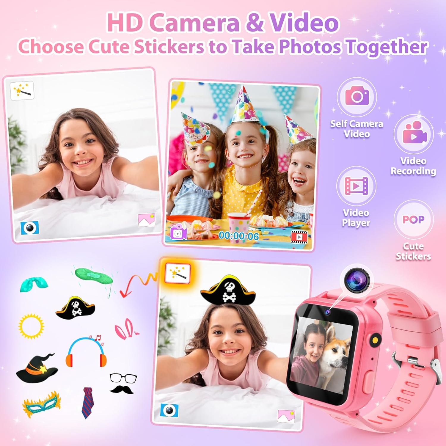 Girls Toys Age 5 6 7 8 9: Kids Smart Watch Girls Gifts Age 6-8-9-12 Kids Digital Watch Birthday Presents for 5-13 Year Old Girl Teen Gifts Fitness Tracker Watch HD Touchscreen 16 Features 24 Games image number 2