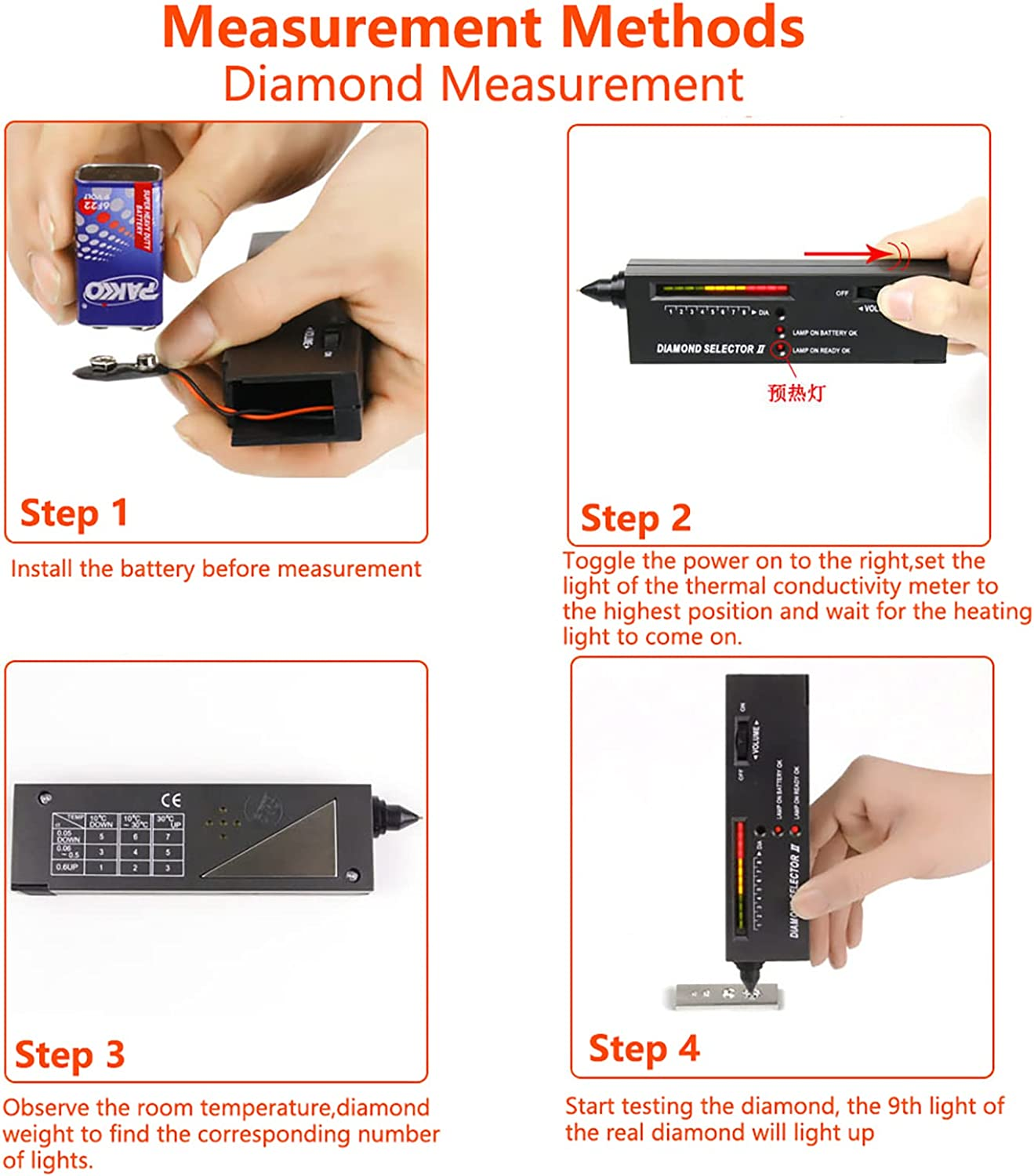 High Accuracy Diamond and Gemstone Detector - Portable Tester Pen with LED for Moissanite (Black) image number 3