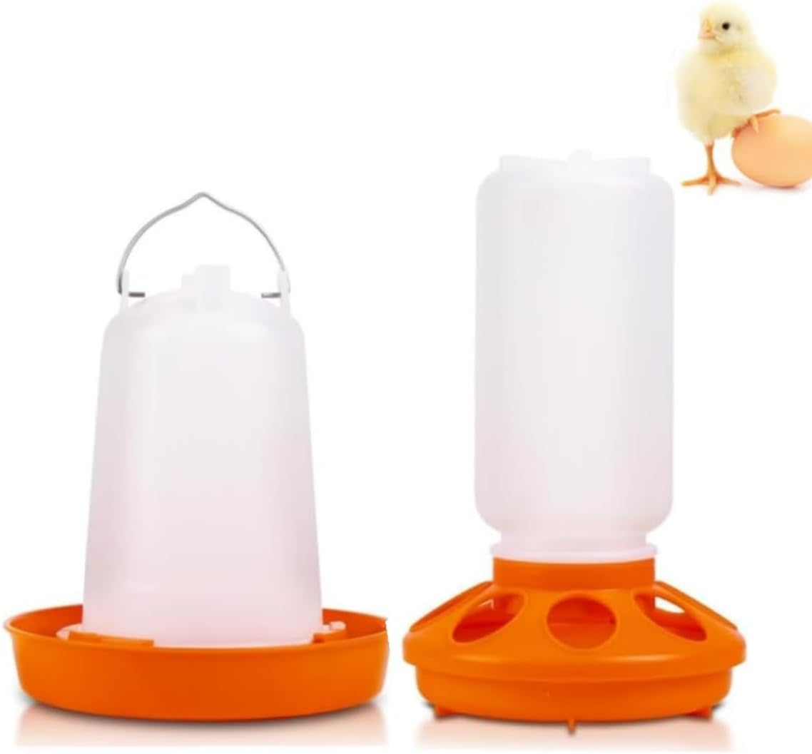 Chicken Waterer and Feeder Set - 1L Feeder, 1.5L Waterer, BPA Free Plastic - Baby Chick Supplies, Duck, Quail Feeder image number 3