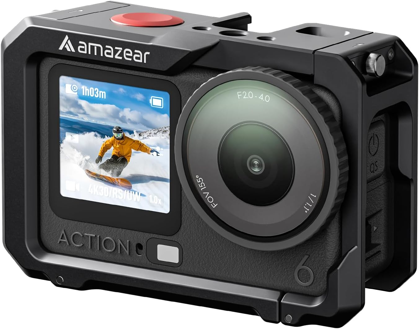 AMAZEAR Metal Protective Case for DJI Osmo Action 6 Accessories, Action6 Pro Multifunction Utility Frame Cage, Stronger Aluminum Housing Hard Cover with Soft Silicone Lens Caps, Black image number 1