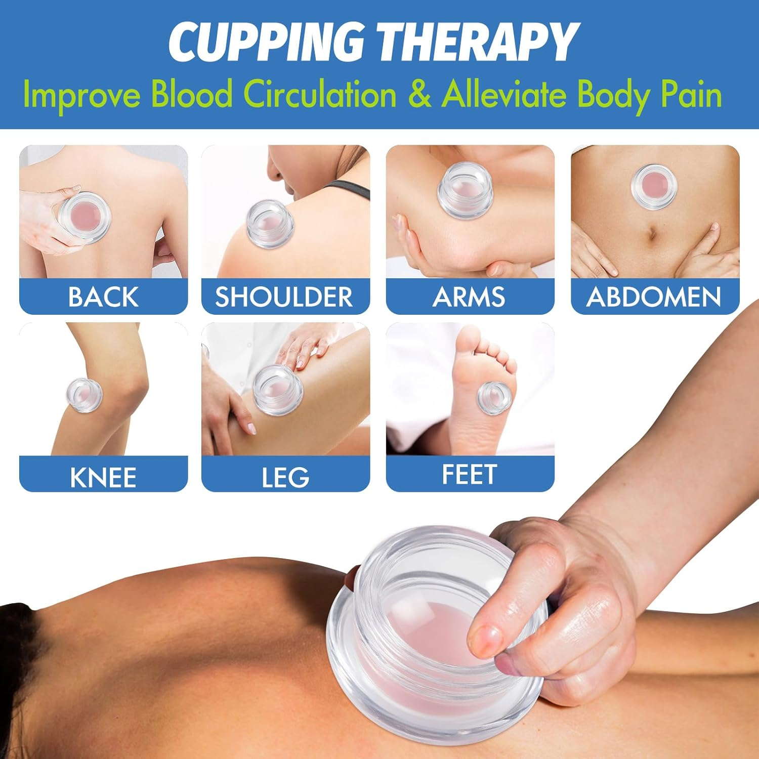 ELERA Silicone Cupping Theraphy Set, Professionally Chinese Massage Cups for Cupping Therapy and Cellulite Reduction (7 Cups) image number 3