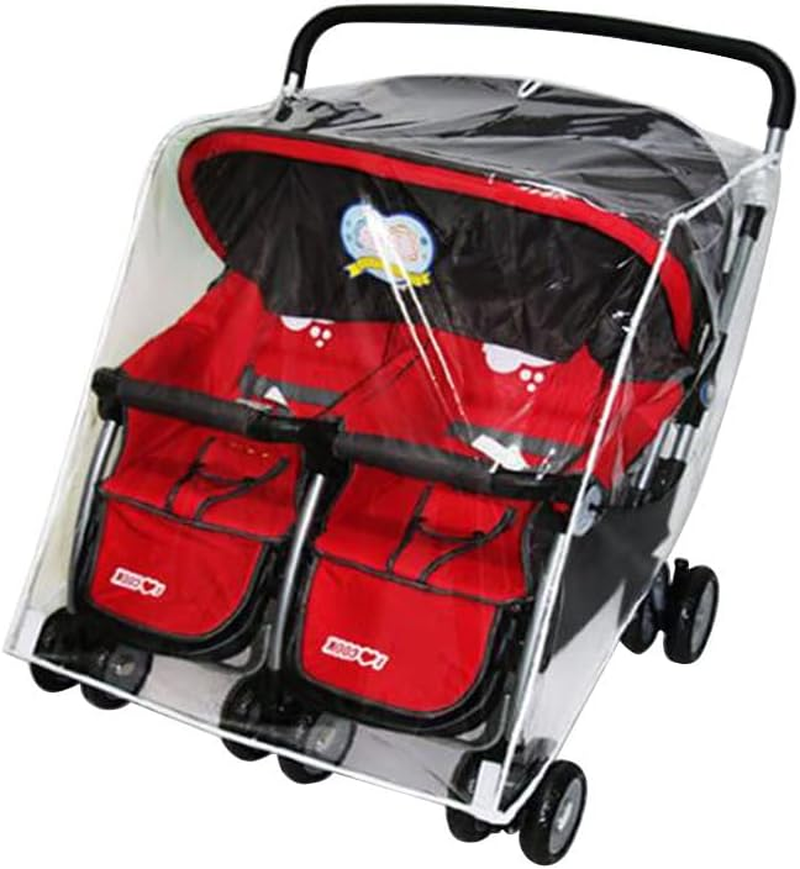 Double Stroller Rain Cover | Waterproof PVC Weather Shield - Universal Infant Travel System Rain Cover, Double Stroller Cover for Rain and Wind Xianers image number 5