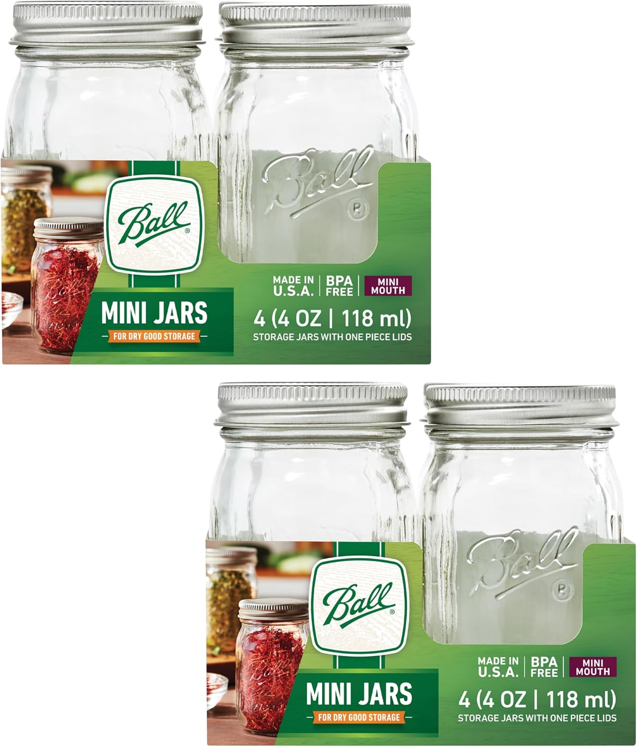 Ball Glass Mini Storage Jar, Quarter Pint Size, 4 OZ (Pack of 8) image number 1