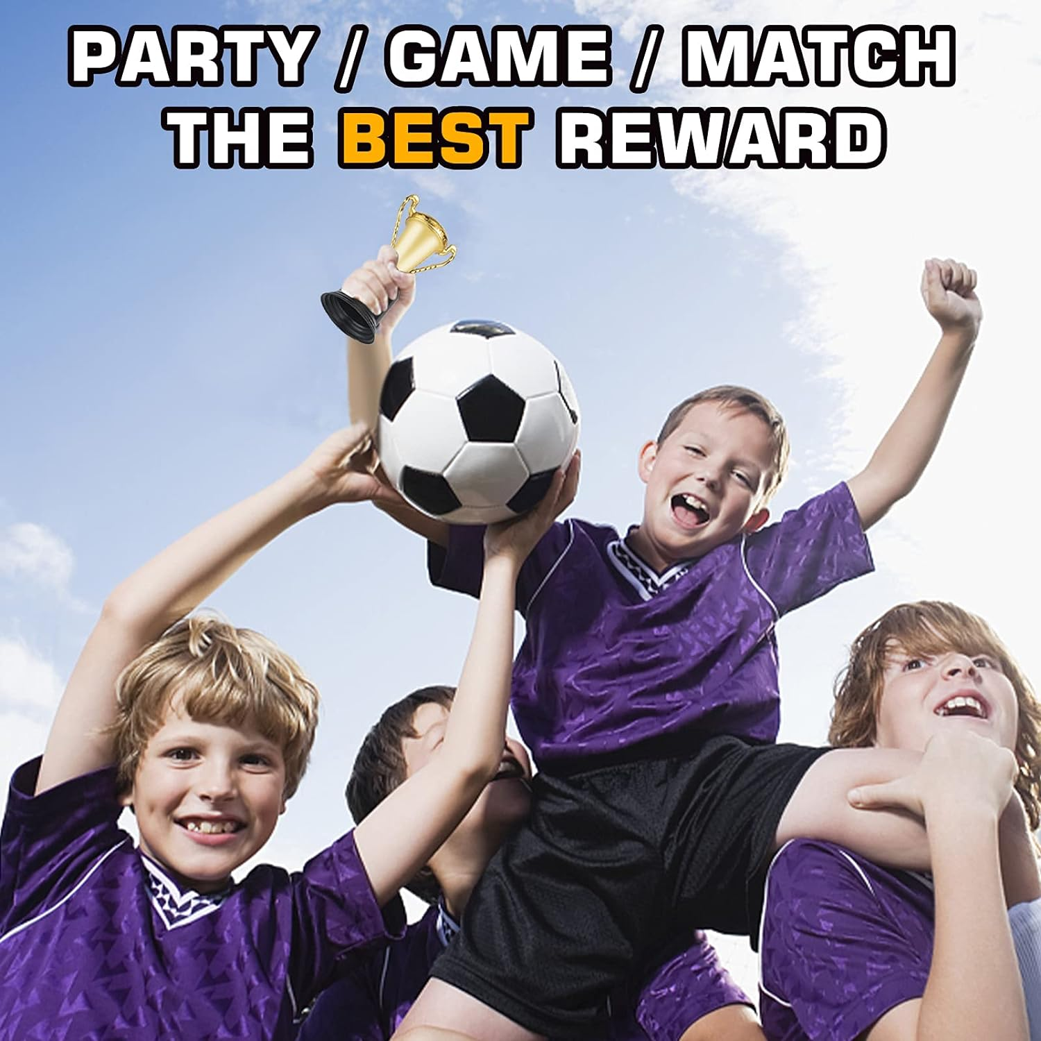 24 Pack Gold Award Trophy, 5 Inch Plastic Golden Mini Trophies Cup for Halloween Party Favors, Kids Classroom School Rewards, Competition or Celebration Awards Props, Sports Tournament Winning Prizes image number 3