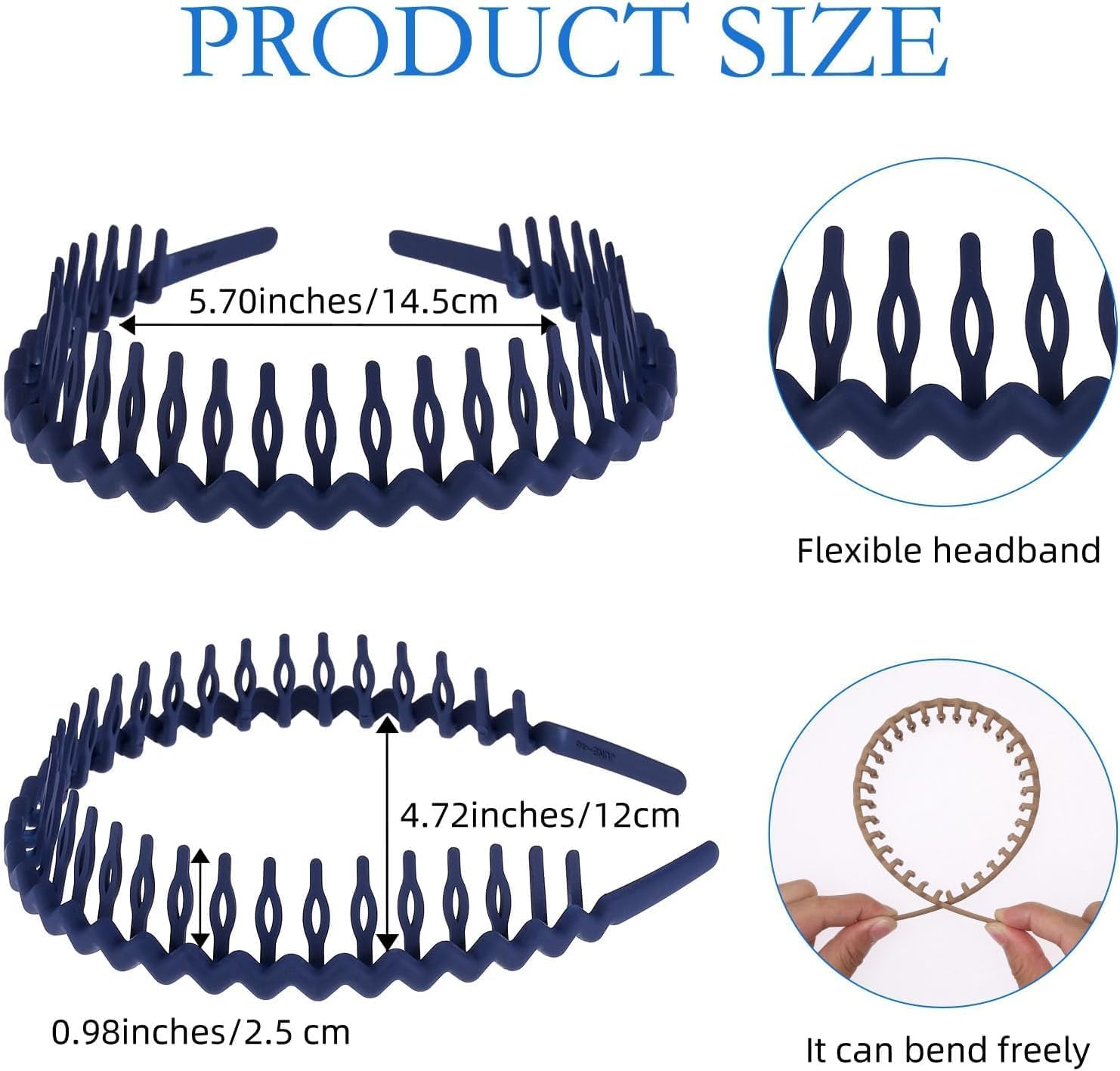 Plastic Headbands with Teeth Headbands, 10Pcs Thin Plastic Headbands with Teeth Thin Non-Slip Headband DIY Hair Bands ,Plastic Headbands with Teeth Skinny Headbands,Plastic Headbands Thin Hair Bands,Color B image number 2