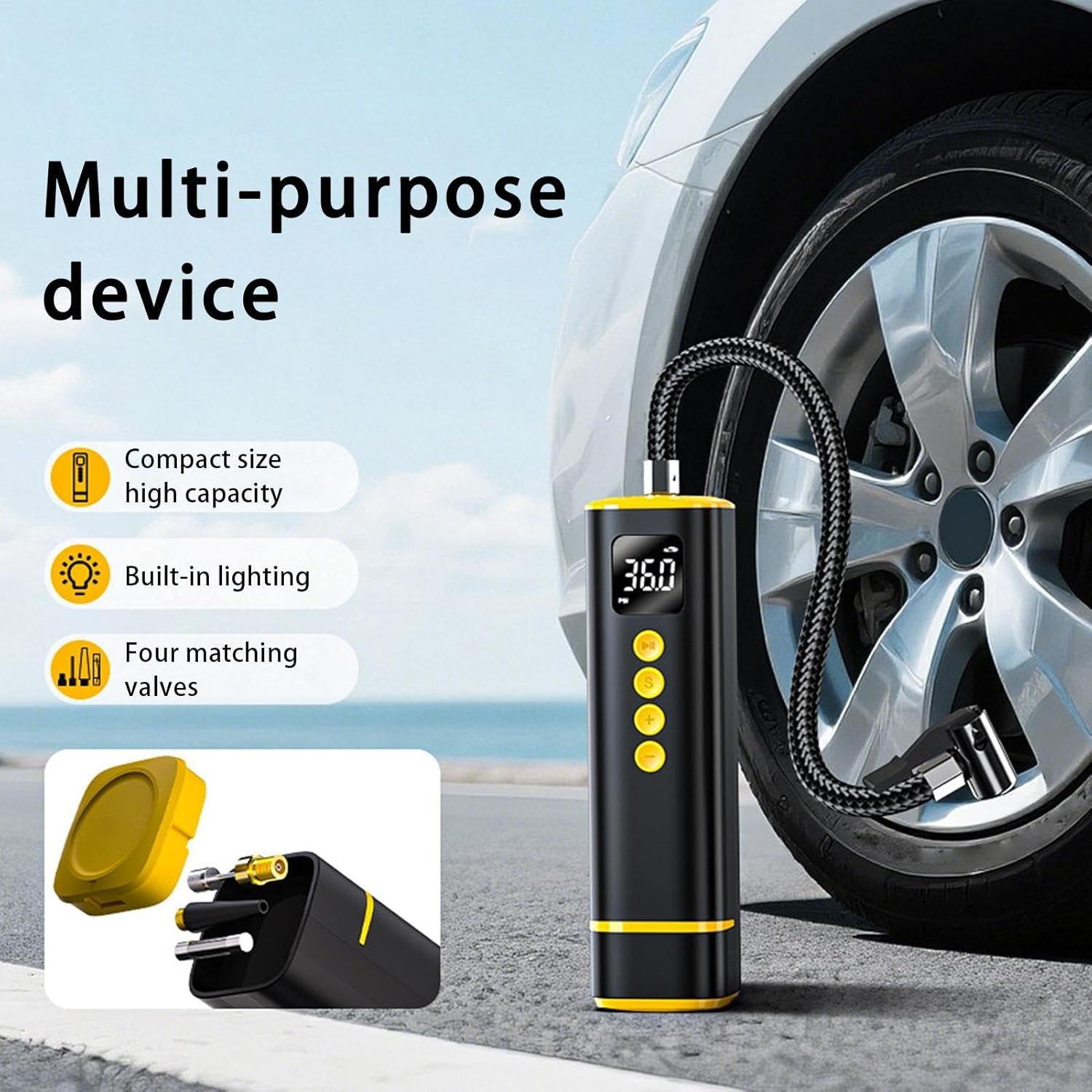Air Compressor - Cordless Air Pump,Electric Tyre Pressure Gauge Cordless for Motorcycle Truck Bicycle Wheel Car Bike Balls image number 5