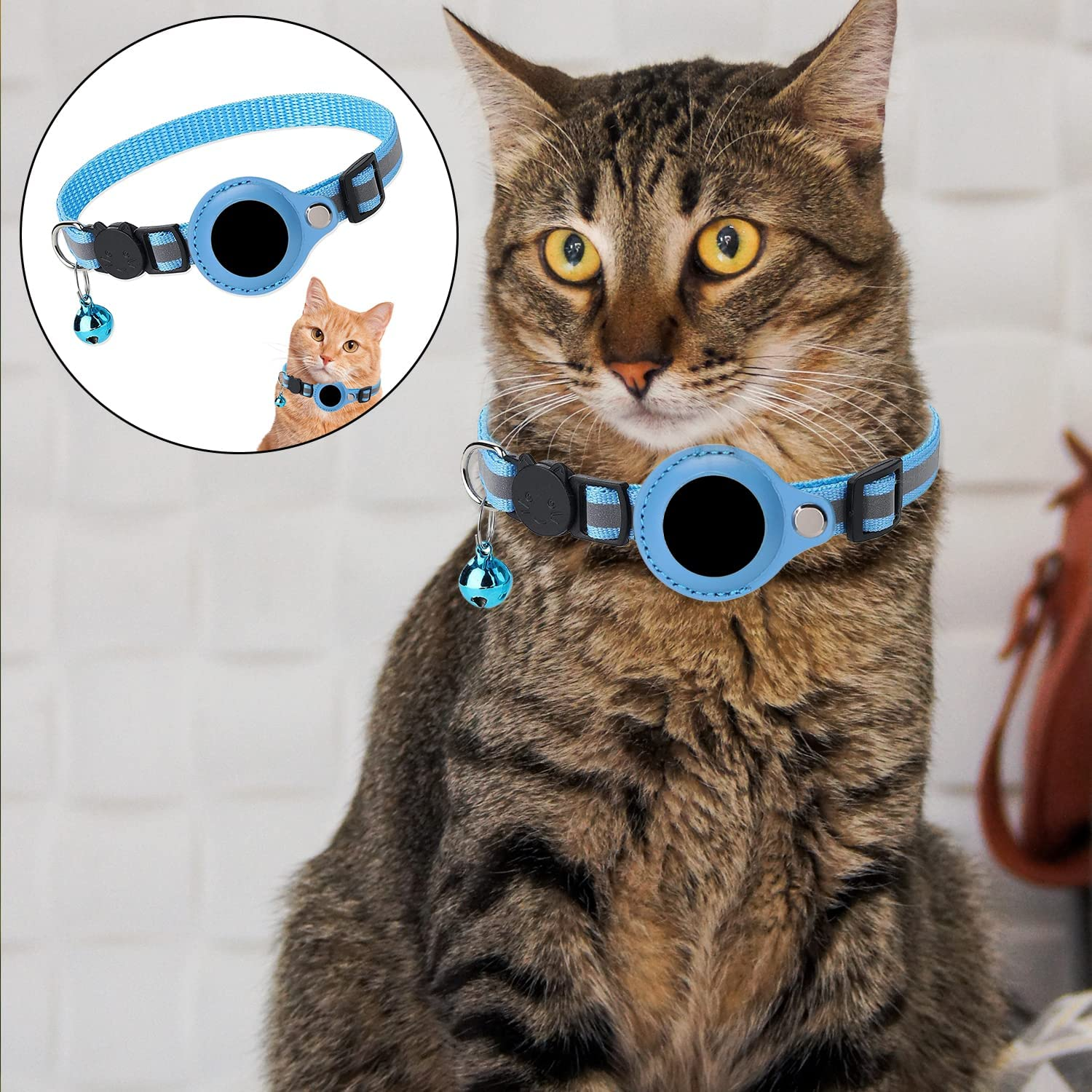 Airtag Pet Collar, Adjustable Cat Collar with Airtag Holder for Kittens, Dogs (Blue) image number 5