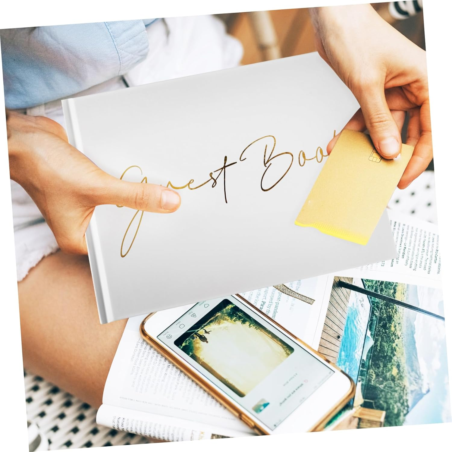 HOMSFOU Memorial Guest Book Versatile Photo Album for Weddings Birthdays Gatherings Ample Pages for Messages Photos Sturdy Design to Cherish Memories Vacation Home