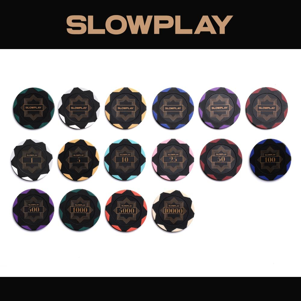 SLOWPLAY Poker Chip Sample Set | Clay Poker Chips & Ceramic Poker Chips | Numbered Chips, Blank Chips | 50Pcs per Pack image number 1