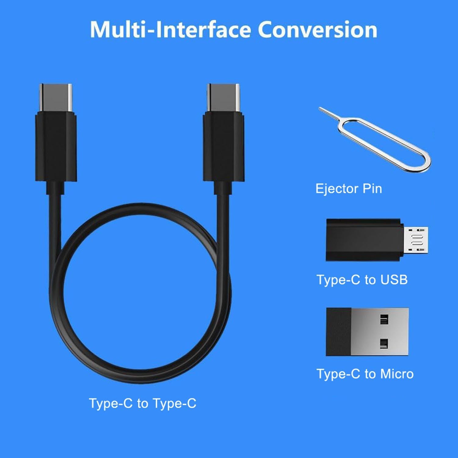 Multi USB Adapter Set, USB C to Lighting USB Converter Kit,Charging Cable Set USB a & Type C to Male Micro/Type C/Lighting for Data Transfer,Card Storage,Tray Eject Pin,Phone Holder-Black image number 5