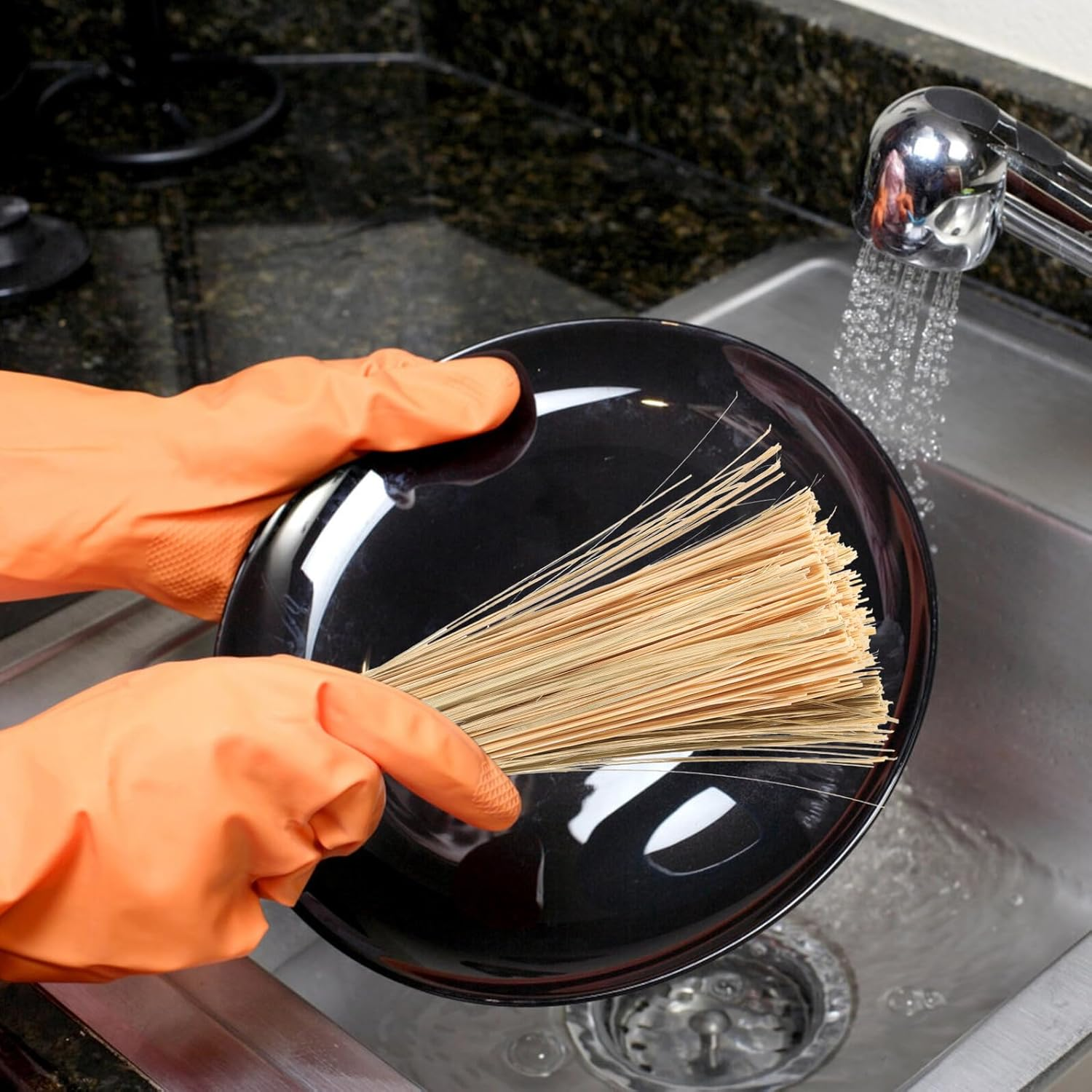 WEKADRIN 2Pcs Bamboo Wok Brush Cleaning Scrubbers with Comfortable Non-Slip Handle for Heavy-Duty Kitchen Use Non-Stick Cookware and Dishes image number 1