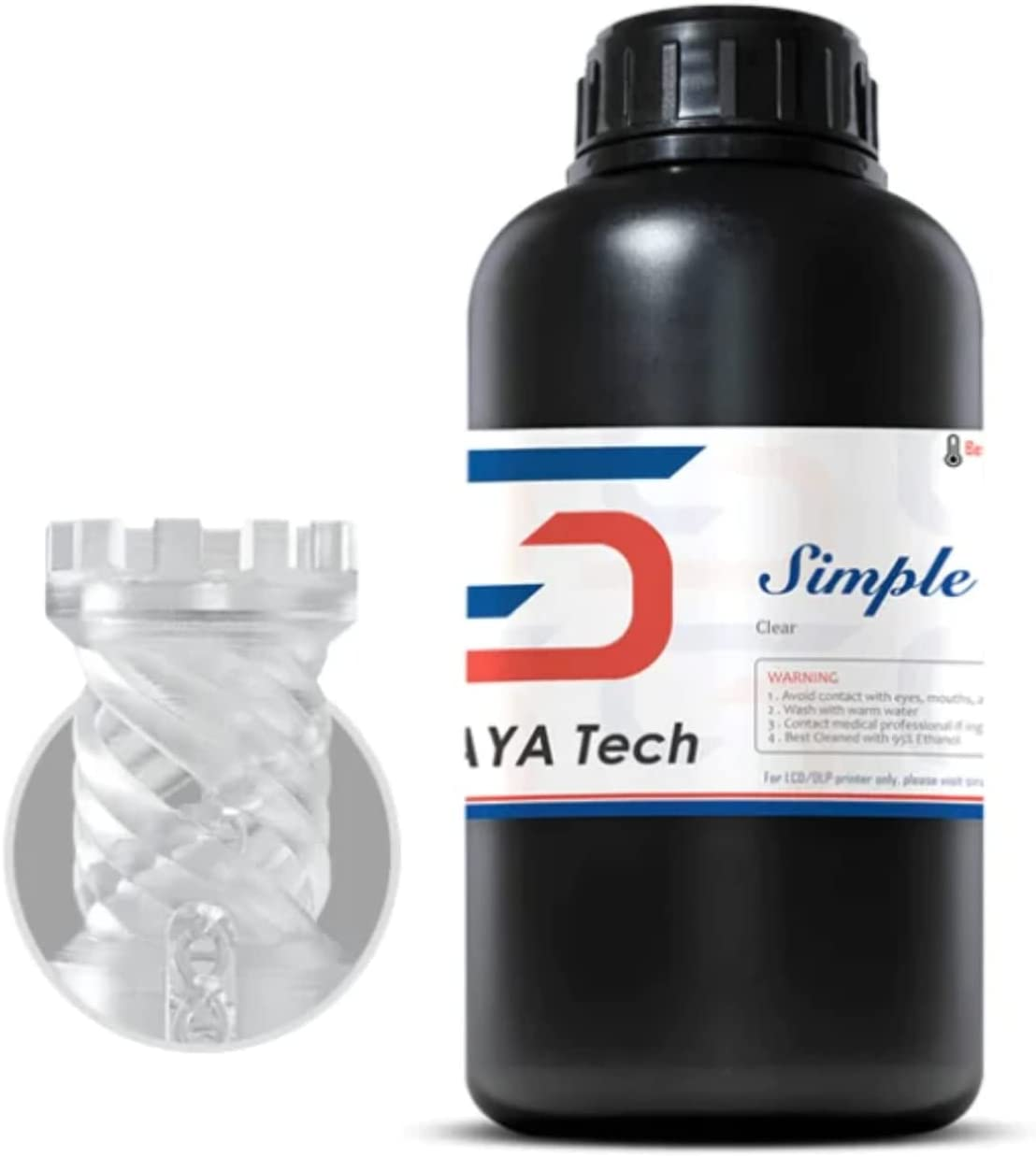 Siraya Tech Simple Water Washable 3D Printer Resin - Low Odor, Easy to Print, High Precision 405Nm LCD Uv-Curing Aqua Resin - Ideal for 8K Capable LCD, DLP 3D Printers - Tough and Clear (1Kg) image number 3