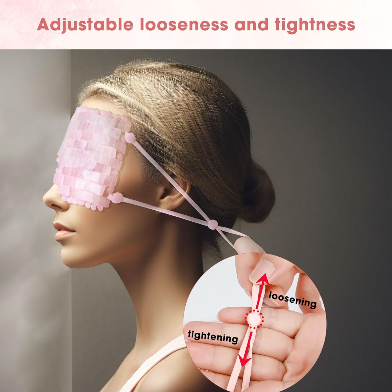 Rose Quartz Eye Mask - with Adjustable Strap for Face 100% Natural Gemstone Jade Sleep Mask for Hot & Cold anti Aging Therapy by Lazyga image number 1