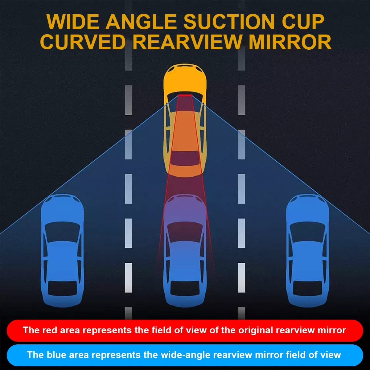 12'' Car Rear View Mirror with Suction Cup, Convex Wide Angle HD Auto inside Rearview Mirror, anti Glare Reduce Blind Spots, 360 Degrees Adjustable, Universal for Marine, Boat, Truck, SUV, Van image number 3