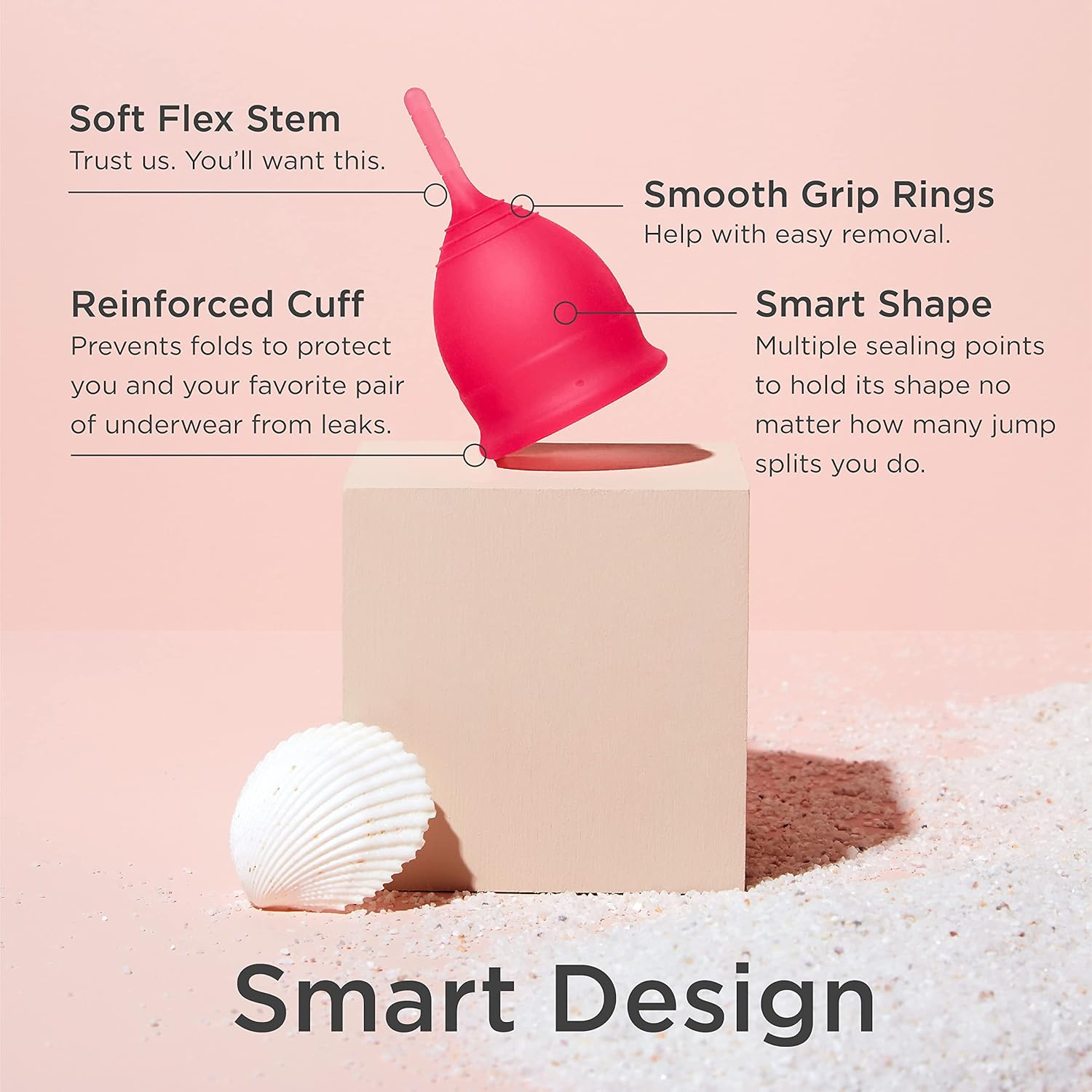Saalt Menstrual Cup - Premium Design - Most Comfortable Period Cup - #1 Active Cup - Wear for 8 Hours - Soft, Flexible, Reusable Medical-Grade Silicone
