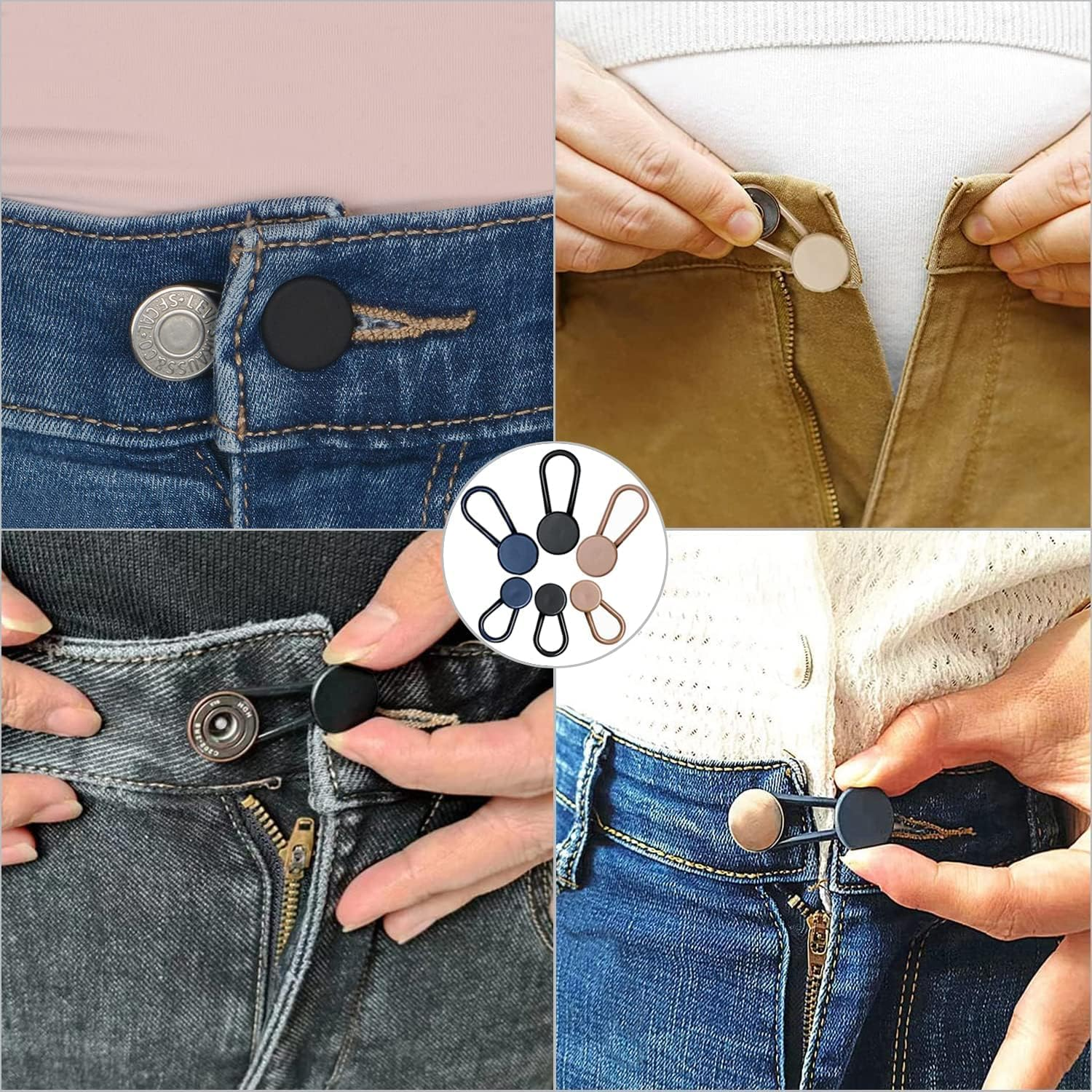 20 PCS Button Extenders for Jeans, Pants Button Extender, Waist Extenders for Pants for Women Men, No Sewing Instant Waistband Extension 1-1.8 Inches