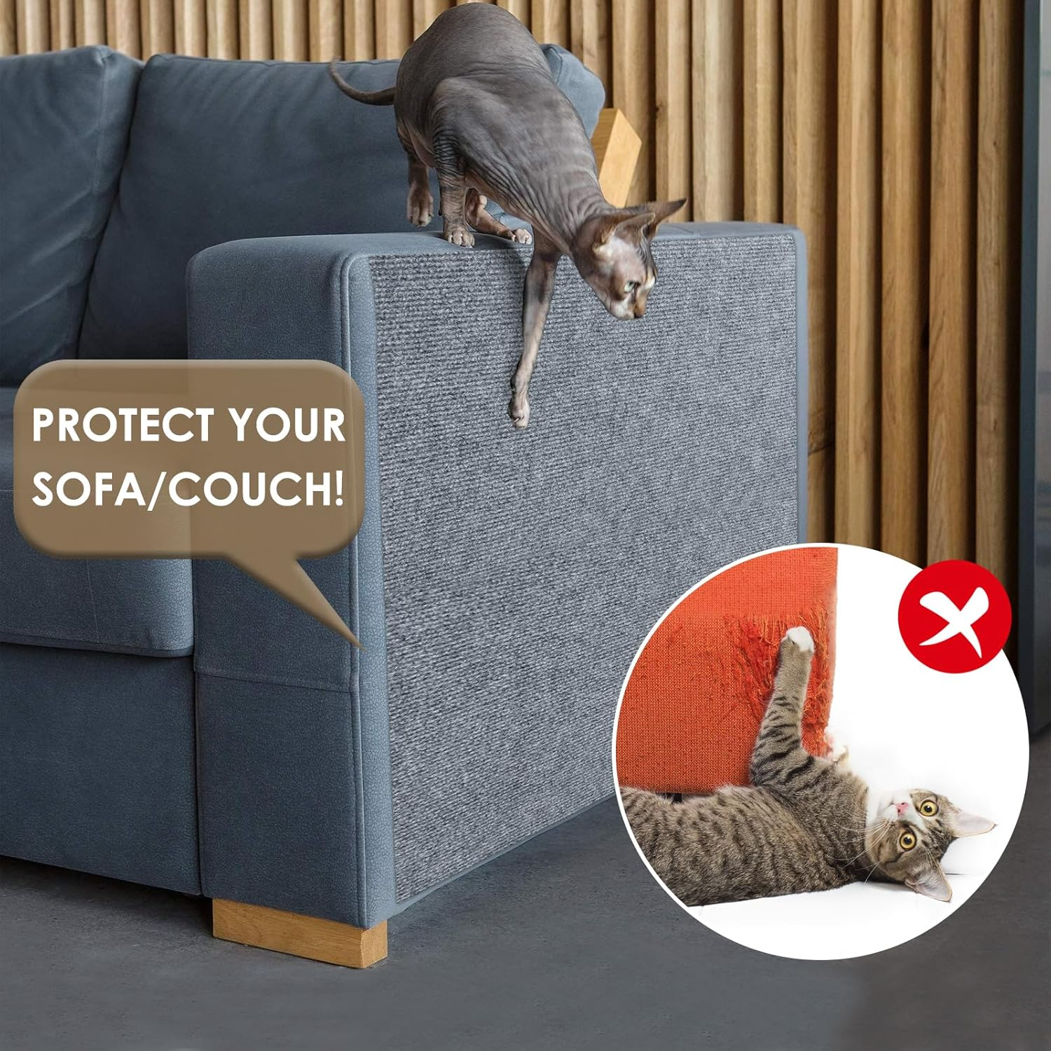 Babikeen Pack of 2 Self-Adhesive Scratching Mat, 200 Cm X 40 Cm, Self-Adhesive Scratching Mat, Cat Scratch Protection, Sofa Cat, DIY Scratching Board, Cat Scratching Mat, Cat Scratching Mat image number 5