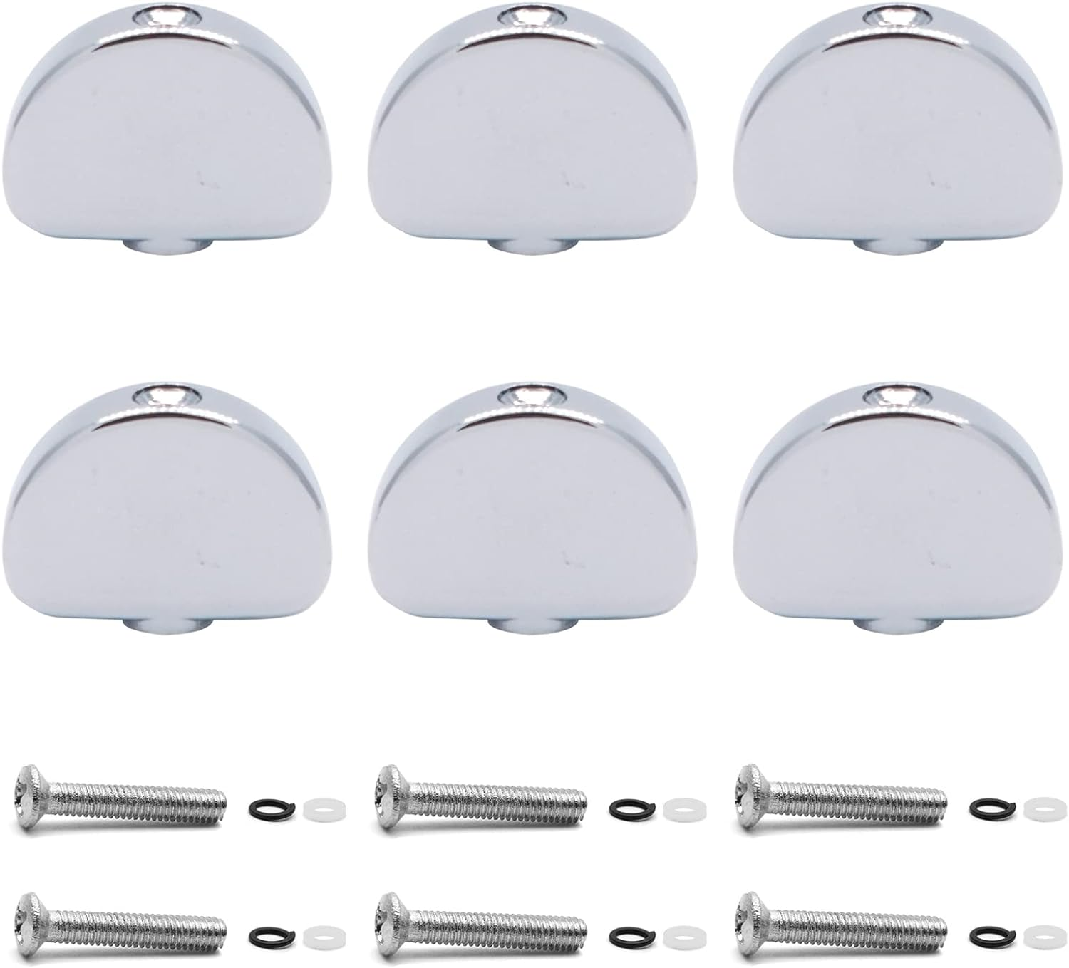 6PCS Metal Big Semicircle Guitar Tuning Peg Buttons,Tuning Key Button Heads Tuners Machine Handle for Folk Electric and Acoustic Guitar (Black)