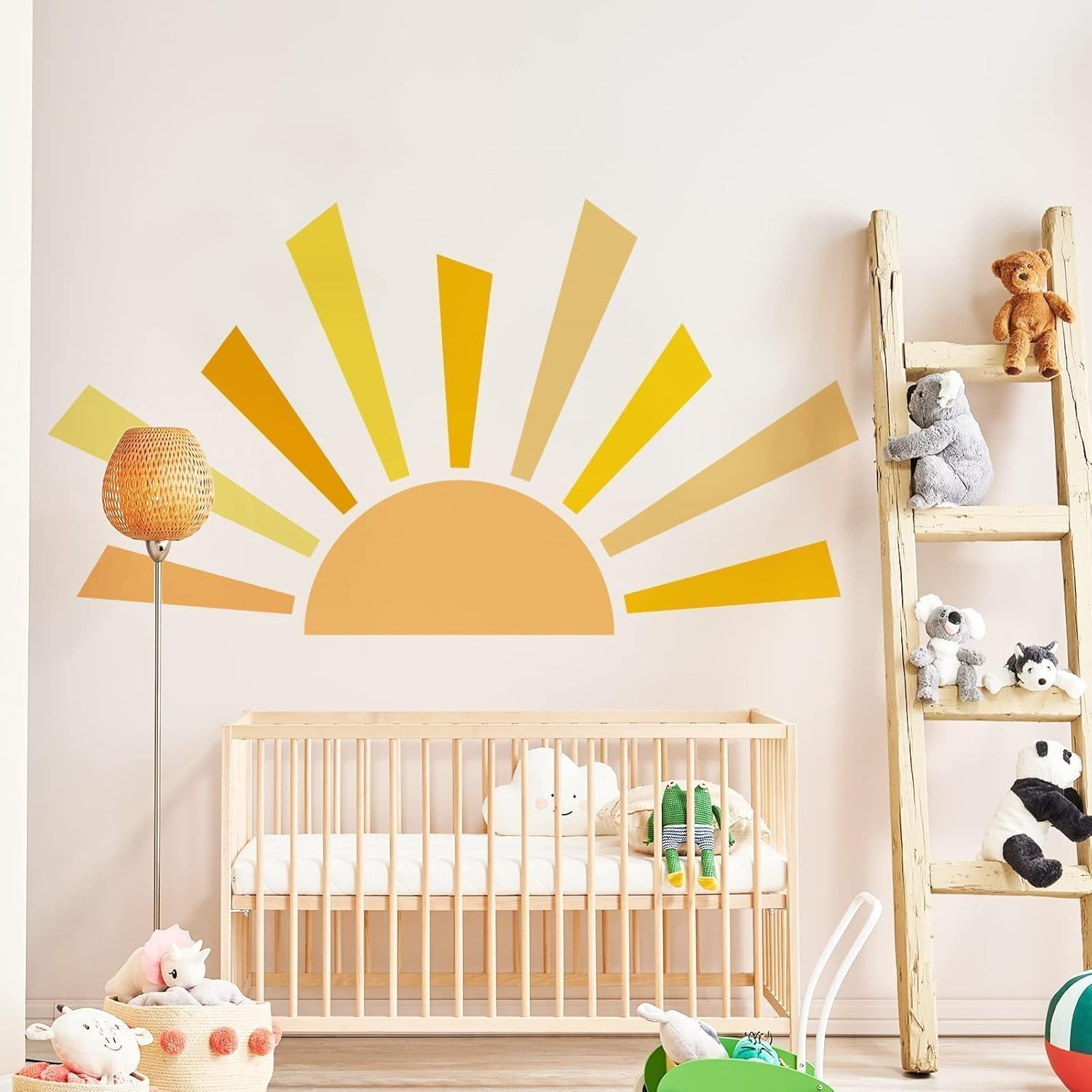 42.1X23.6 Inch Boho Half Sun Decal - Large Decal, Sunshine Wall Stickers, Vinyl Peel and Stick Decals for Nursery and Kids Room Playroom image number 5