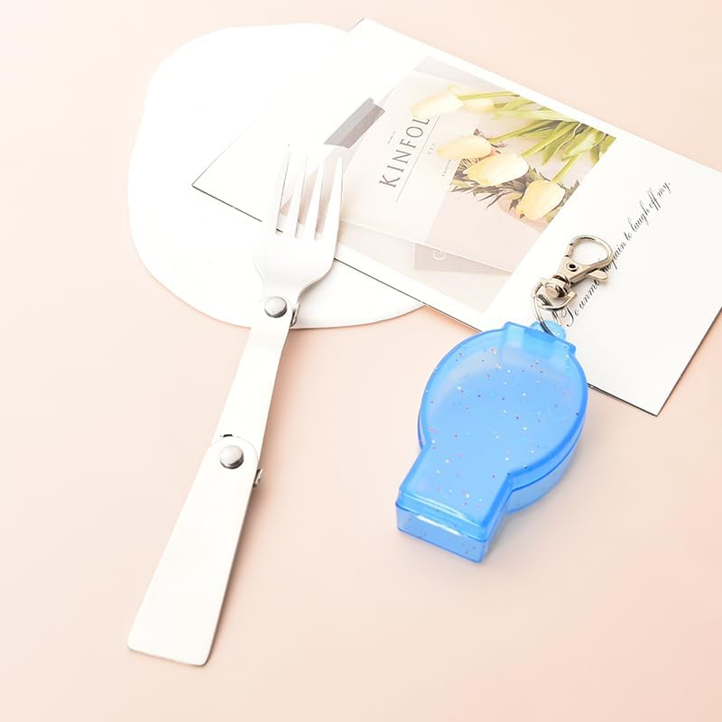Silverware Folding Forks with Case - Portable, Foldable Travel & Camping Forks - Collapsible Pocket Fork with Storage Box - Retractable Salad & Dinner Fork - Compact Picnic & Hiking Fork image number 1