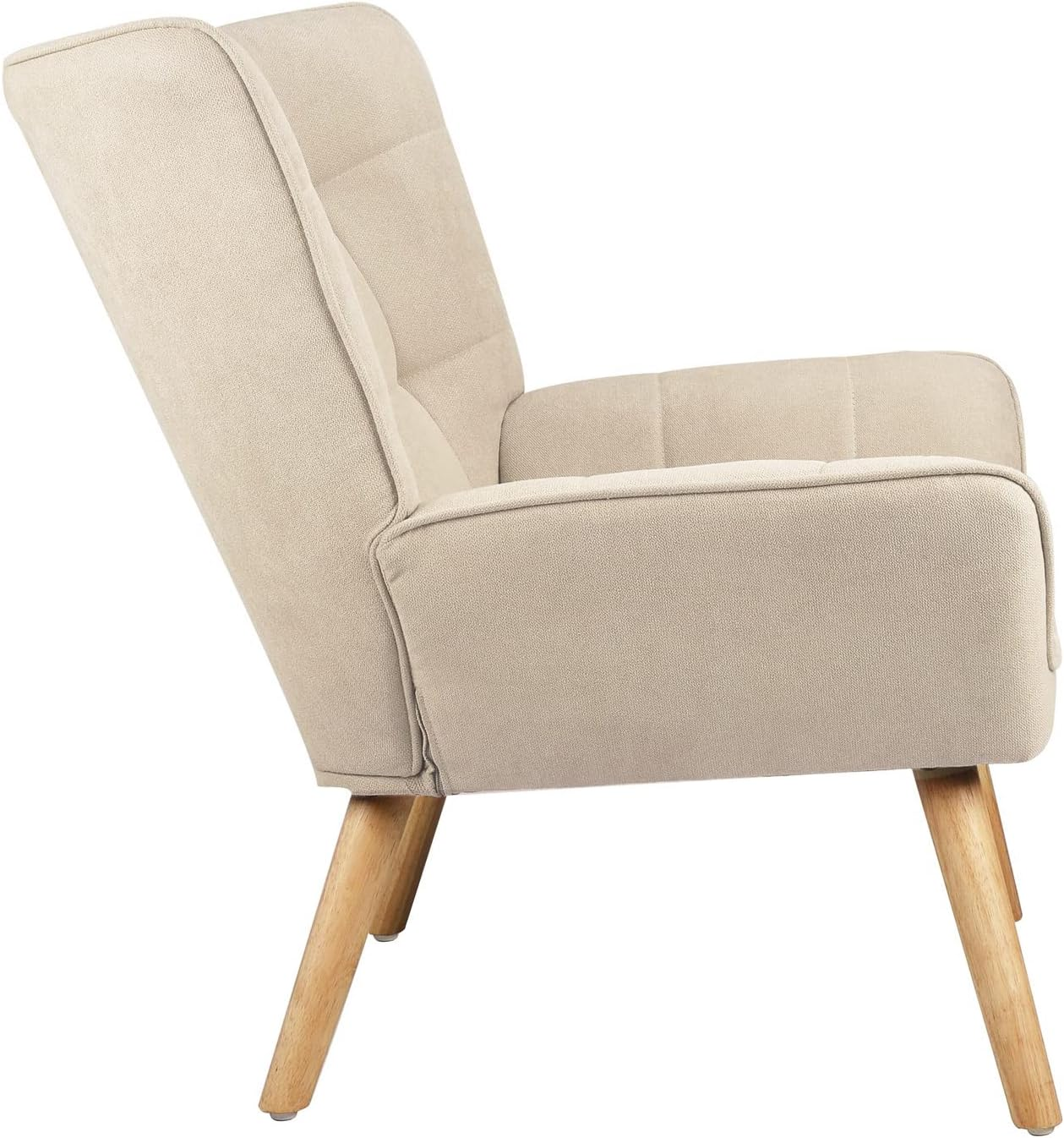 Oikiture Armchair with Fabric Metail Home Lounge Accent Chair Beige image number 3