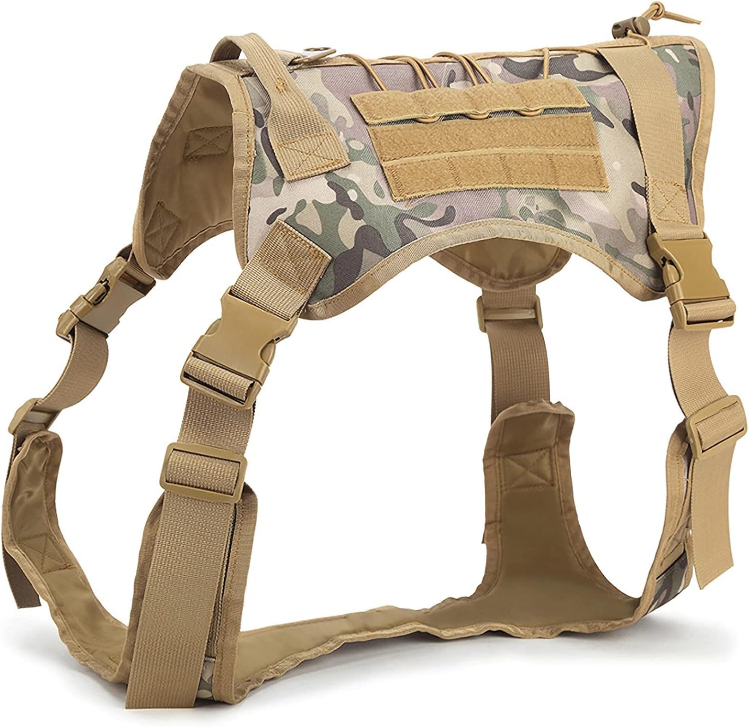 LIMHOO Tactical Dog Vest with Handle Adjustable Service Dog Harness No Pull Military Service Pet Vest for Walking Hiking Training (Cp Camo-L)