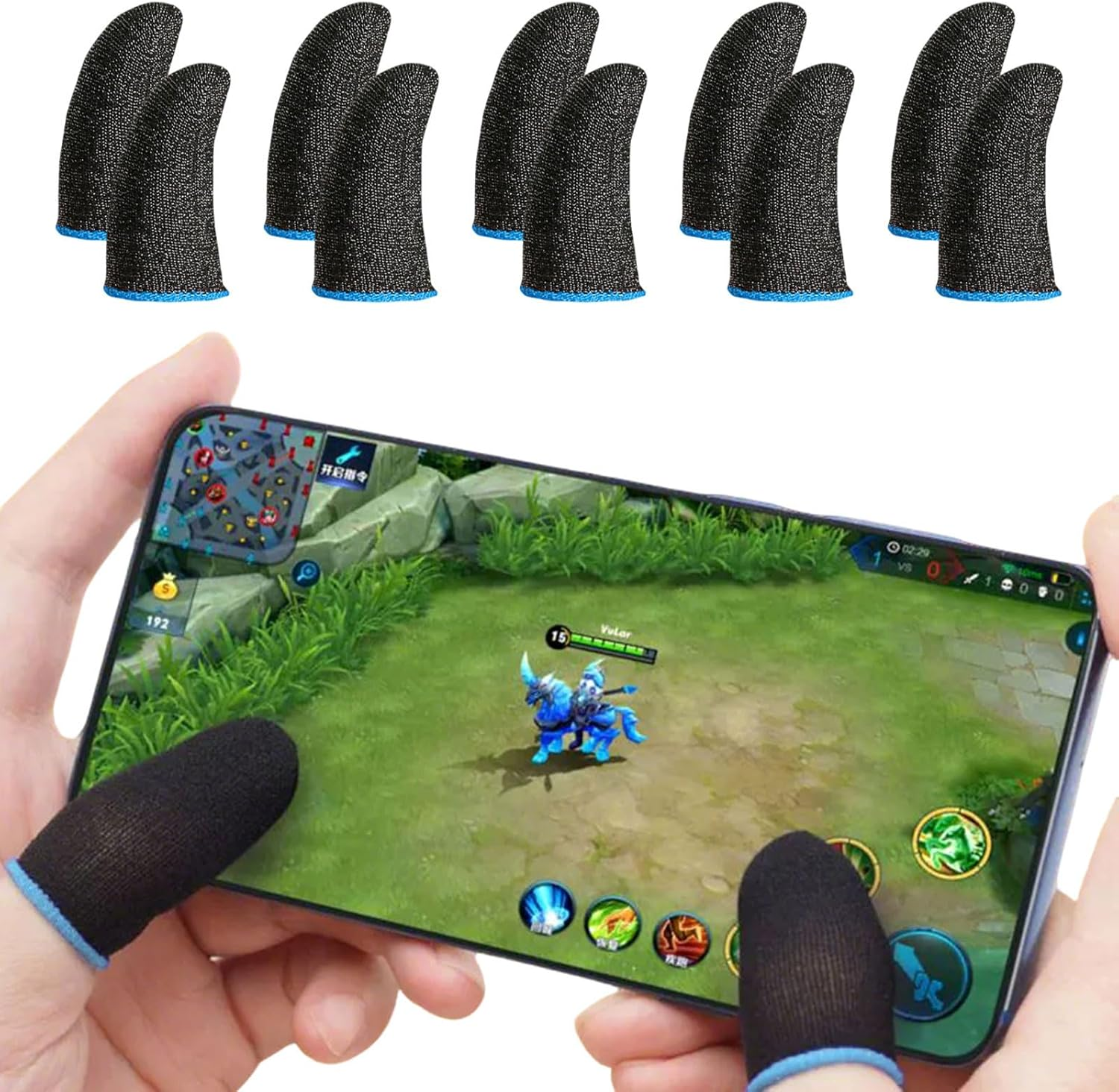 BGENHPON Mobile Phone PUBG Finger Sleeve Anti-Sweat Thumb Sleeves Professional Gaming Finger Gloves Breathable Comfortable for Gaming Pack of 10 Blue​ image number 5