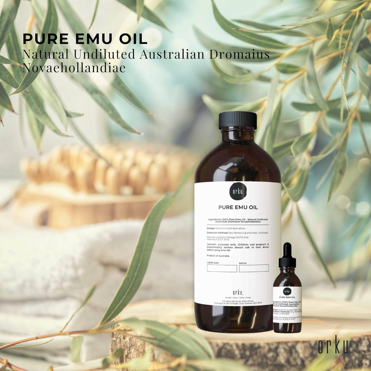 Orku 1L Pure Emu Oil + Bonus 25Ml Bottle - Australian Dromaius Novaehollandiae image number 1