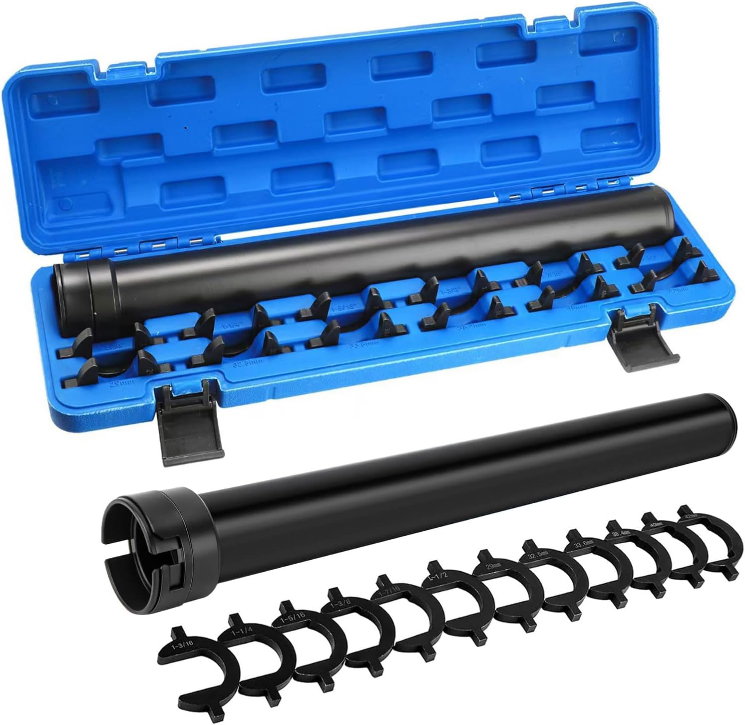 13PCS Inner Tie Rod Removal Tool Kit with 12 Crowfoot Adapters & 1/2 Inch Drive Tube, Durable Master Inner Tie Rod Tool Set for Removal & Installation, Automotive Tie Rod End Tool for Most Vehicles image number 3