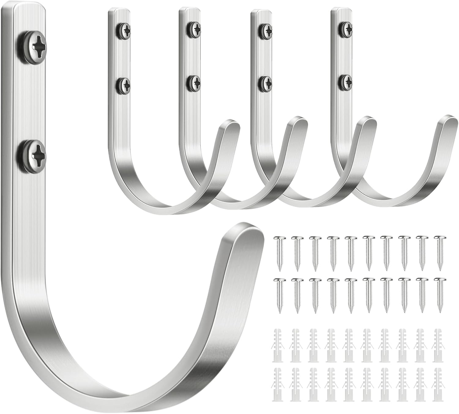 Josmimic 10-Pack Wall Hooks for Towel/Coat - 22LB Heavy Duty Metal Hanger Wall Mount, for Outdoor, Closet, Door, Shelf, Bathroom, for Backpack, Cup, Clothes, Mug, Black Matte, Screws Included