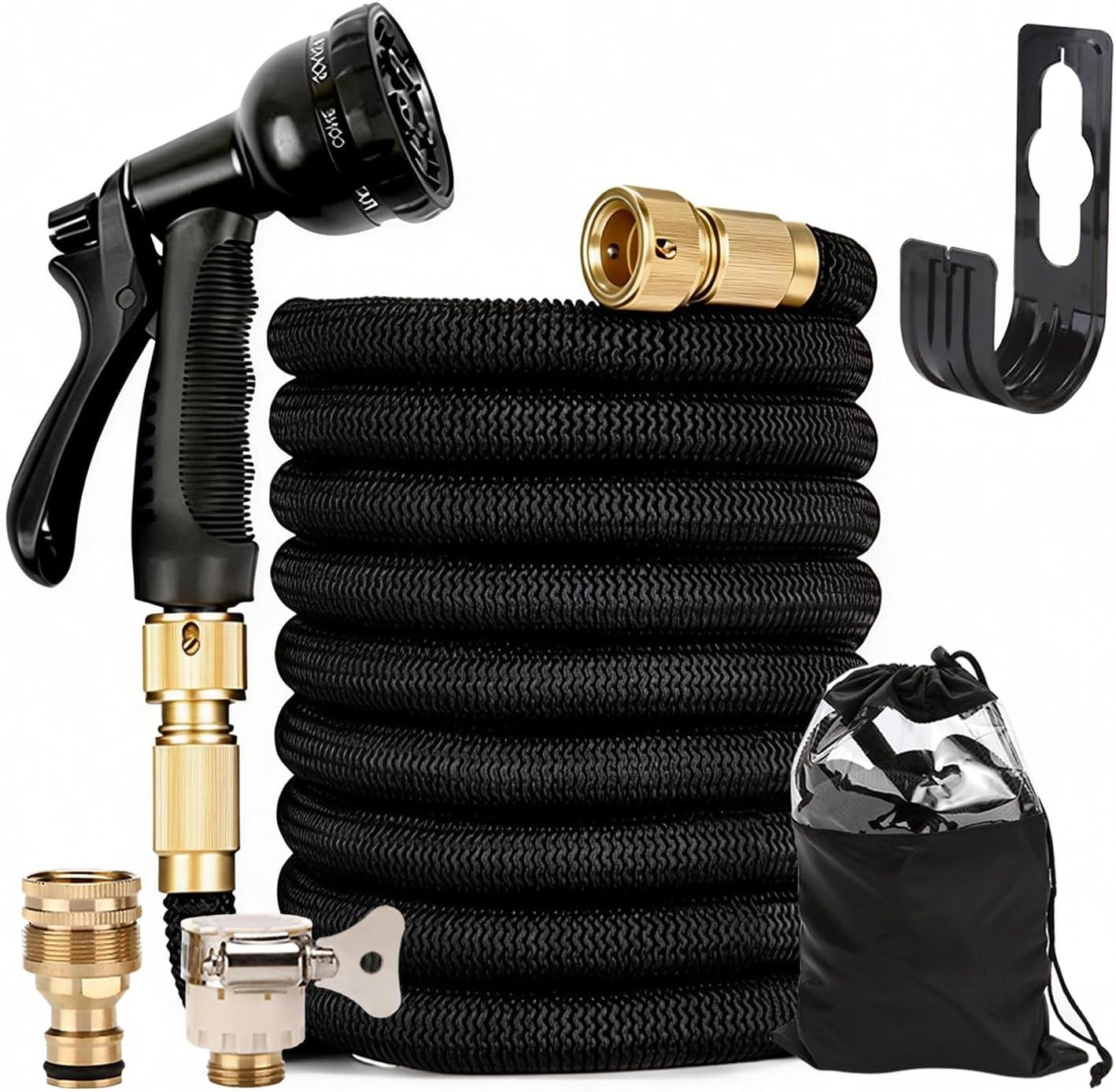 Garden Hose, 100/75/50Ft Expandable Garden Hose,Lightweight Hose with 8Function Nozzle, Leak-Proof, No-Knot, Easy to Carry, Wear-Resistant, Sturdy, Flexible,Garden, Outdoor (Green, 50FT)