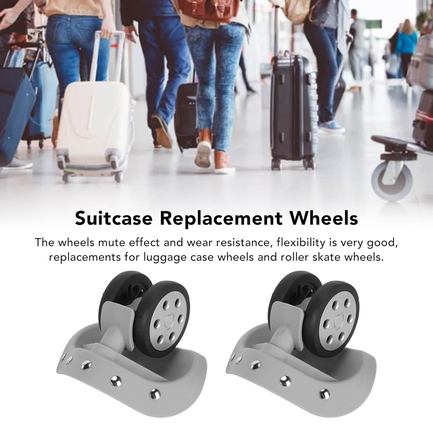 2 Pcs 360 Swivel Luggage Wheels Replacement, Lockable Suitcase Caster with Screws for Replacement, Travel Suitcase Silent Wheel Repair Set image number 1