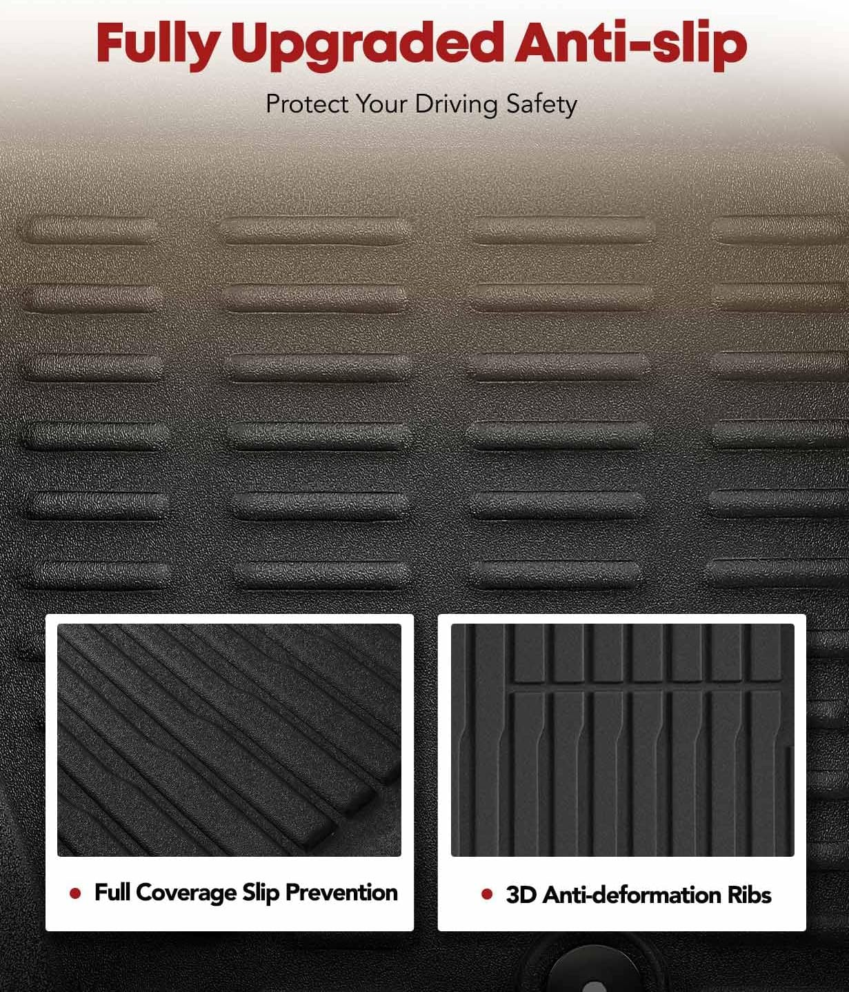 YHTAUTO Automotive All Weather Floor Mats Compatible with Honda Accord 2023-2024 Sedan, Car Mats Custom Fit TPE Floor Liners Front & Back Seat, Black, Set of 3