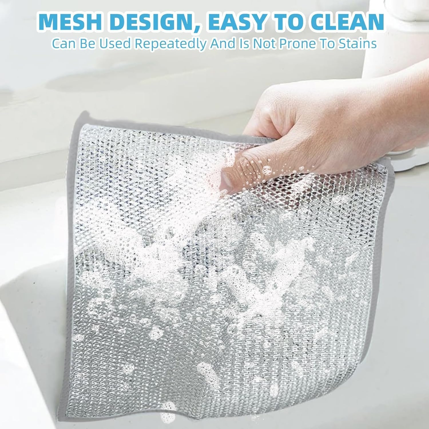 10 Pcs Double Stainless Steel Scrubber,Mesh Microfiber Cleaning Cloth,Wire Cleaning Cloths,Non-Scratch Wire Dish Cloth,Steel Wool for Dish,Metal Dish Rags for Dishes, Counters, Stove image number 3