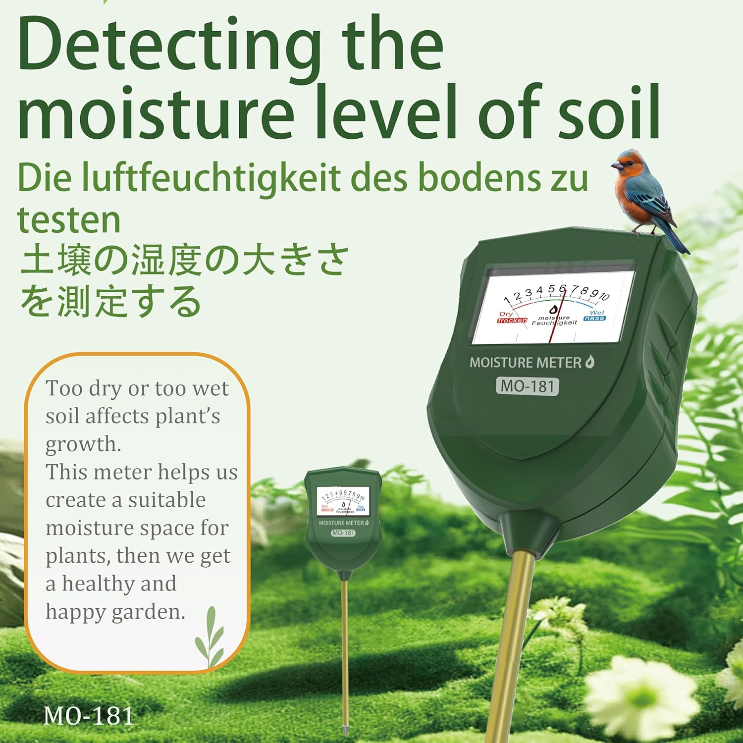 FUTURESUN Soil Moisture Meter High-Accuracy Soil Water Tester with Large Easy-To-Read Dial &ndash; No Battery Needed &ndash; Ideal for Indoor & Outdoor Plants, Gardens, Lawns, and Farms image number 1